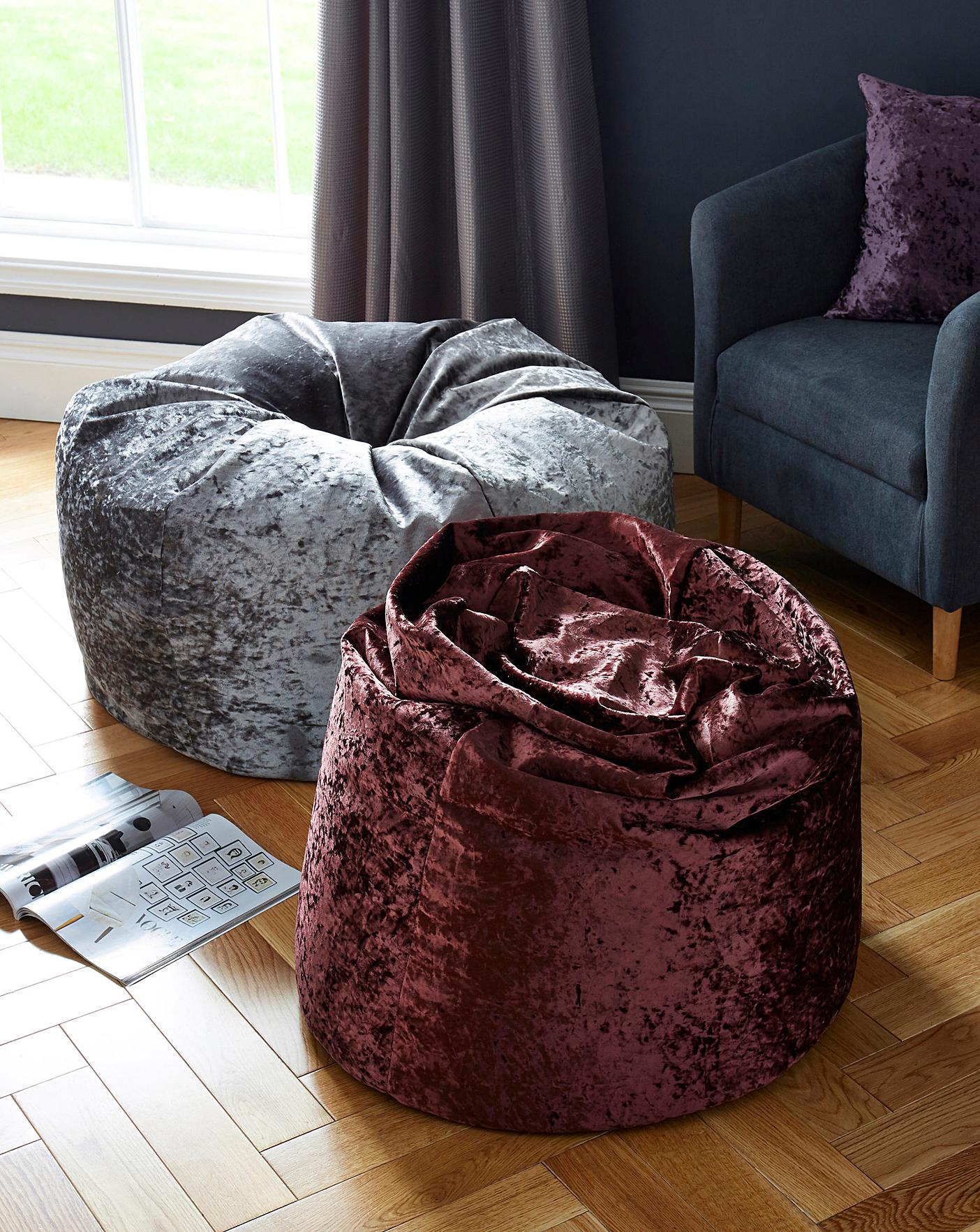 crushed velvet beanbag