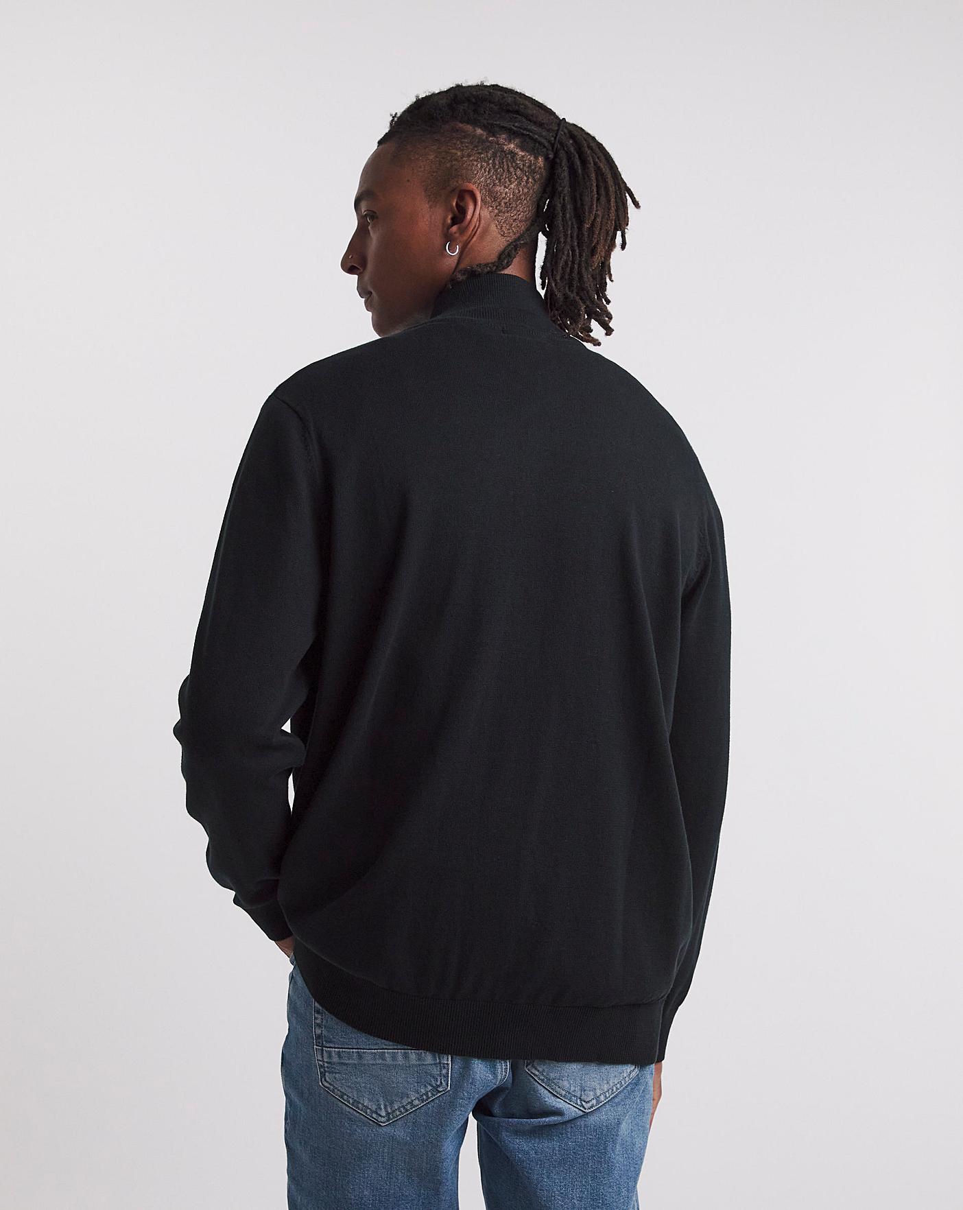 Dark Sage Green Green Zip-Through Funnel Neck Knitted Cardigan