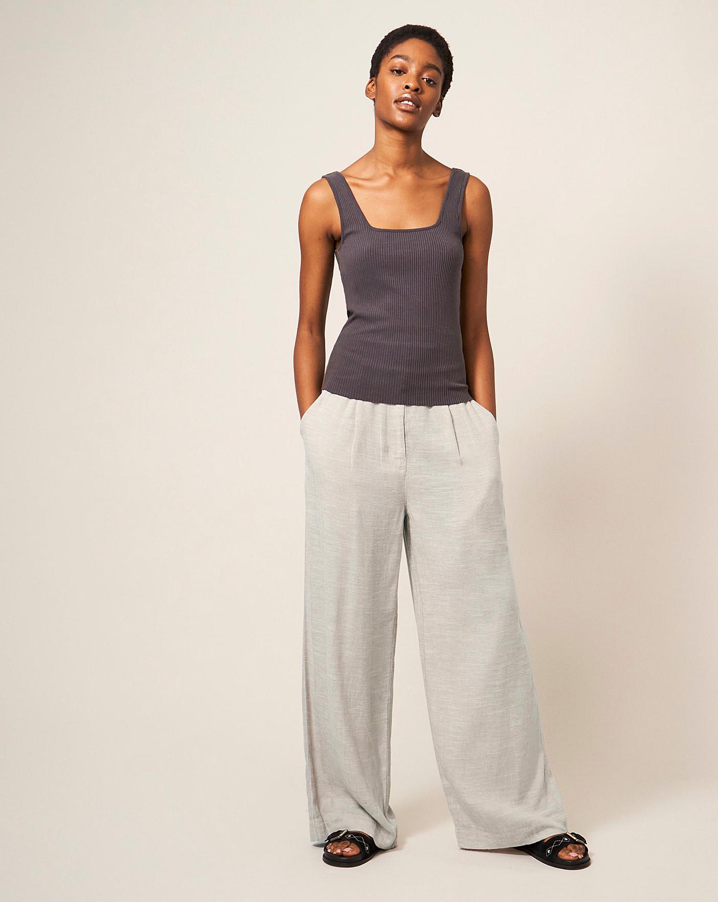 Ives Wide Leg Linen Trousers Trousers  Leggings  FatFacecom