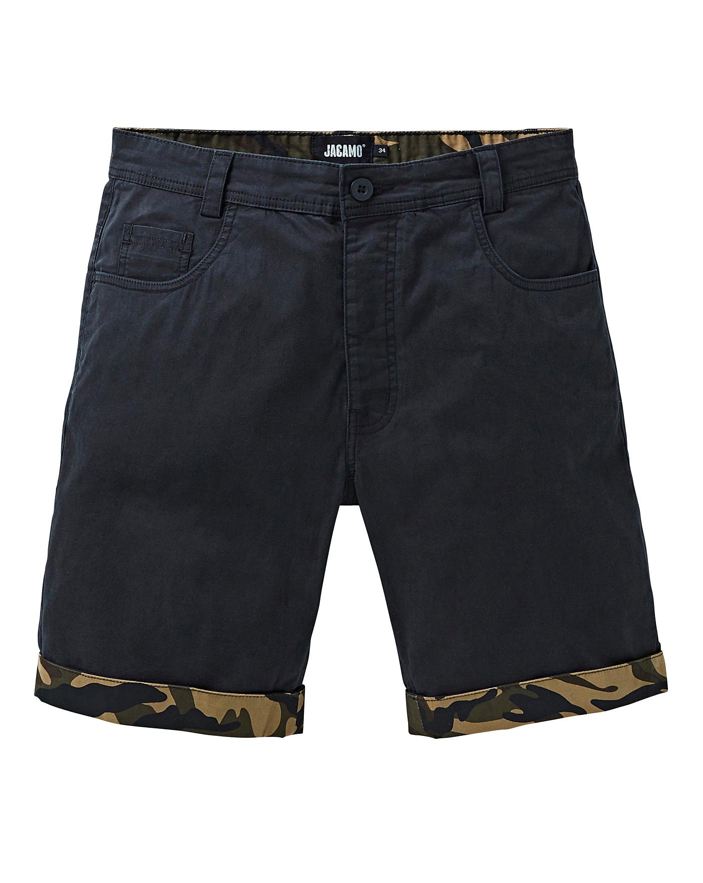 Black Cuff Trim Chino Shorts | Jacamo
