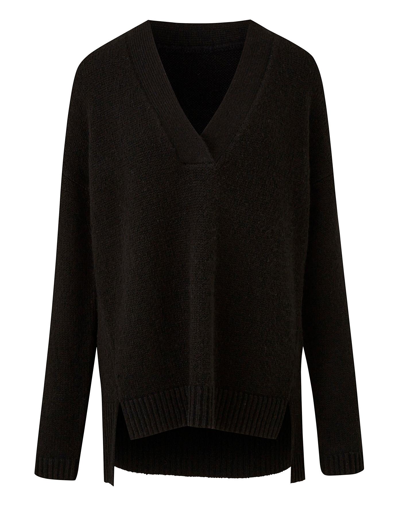 Black Cosy V-Neck Jumper | Premier Man