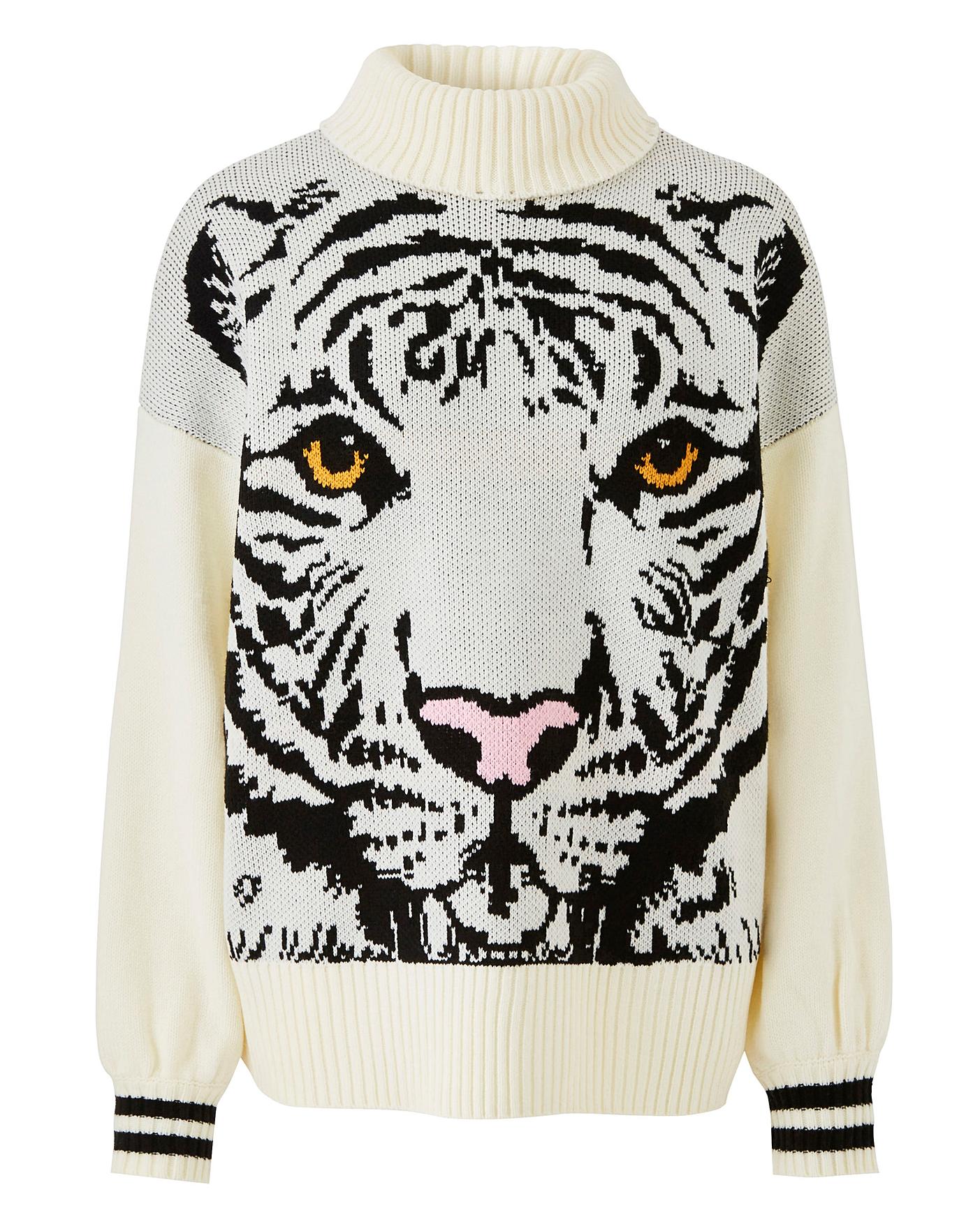 Tiger Face Jacquard Jumper Crazy Clearance