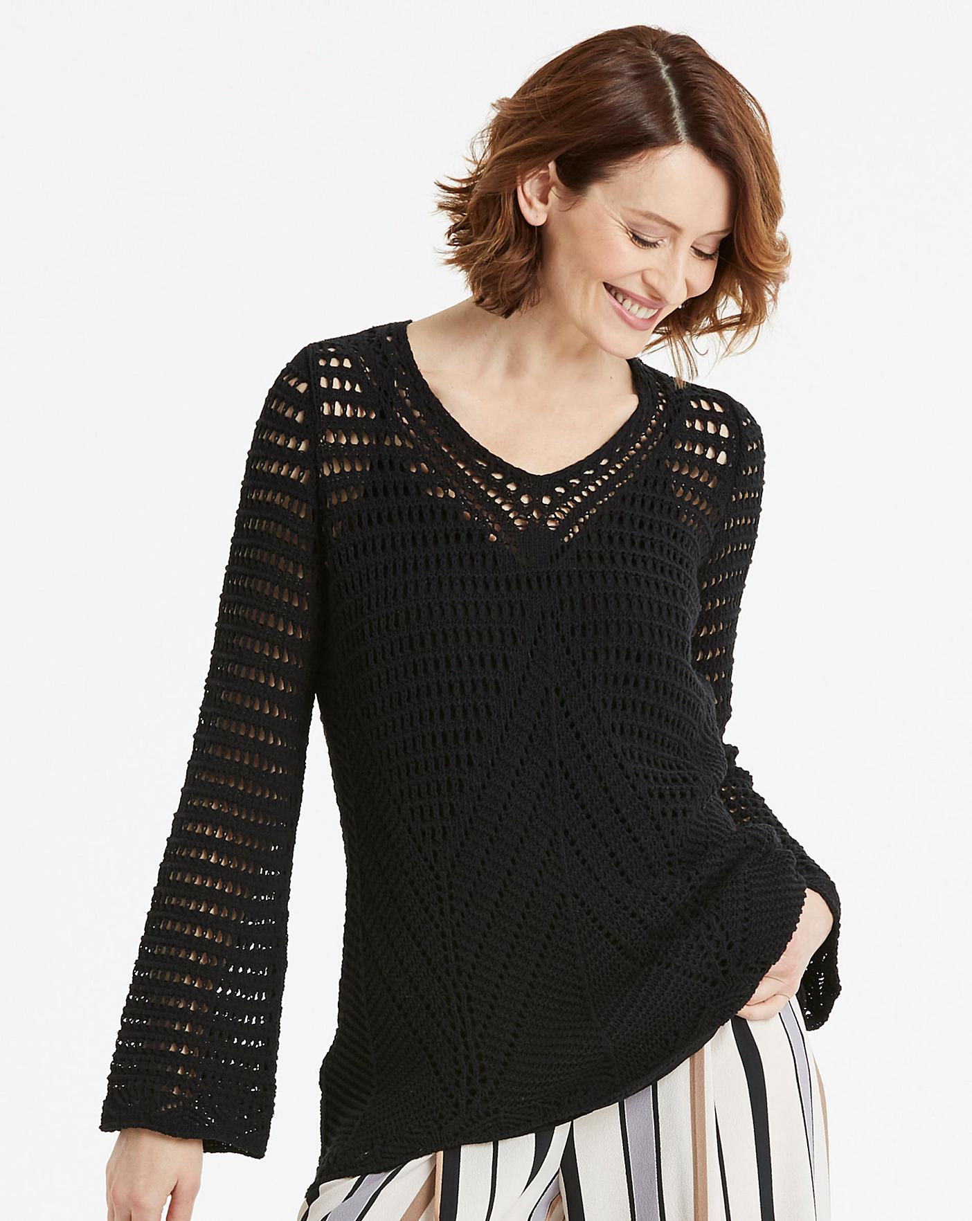 Open Knit V Neck Tunic J D Williams