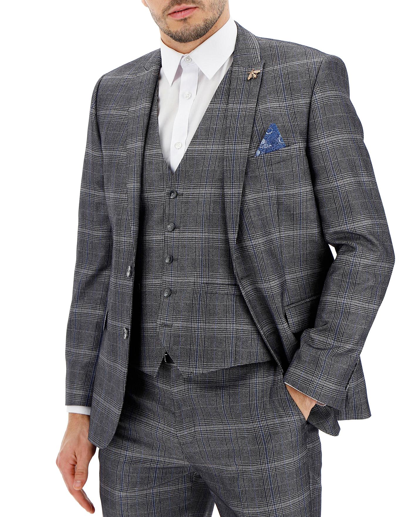 silver check suit