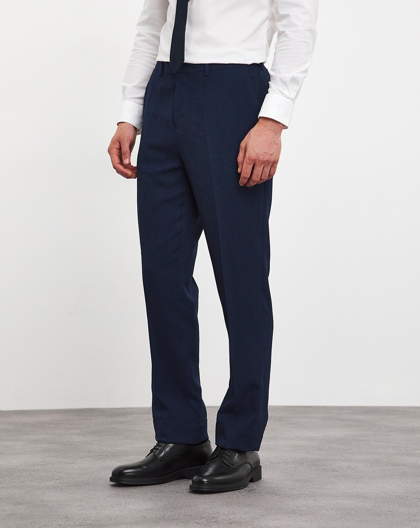 Navy Reg Fit Suit Trouser with Stretch | J D Williams