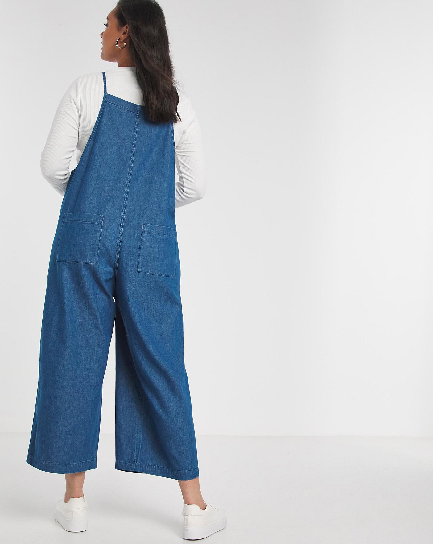 Dark Blue Denim Romper Dungaree | Simply Be