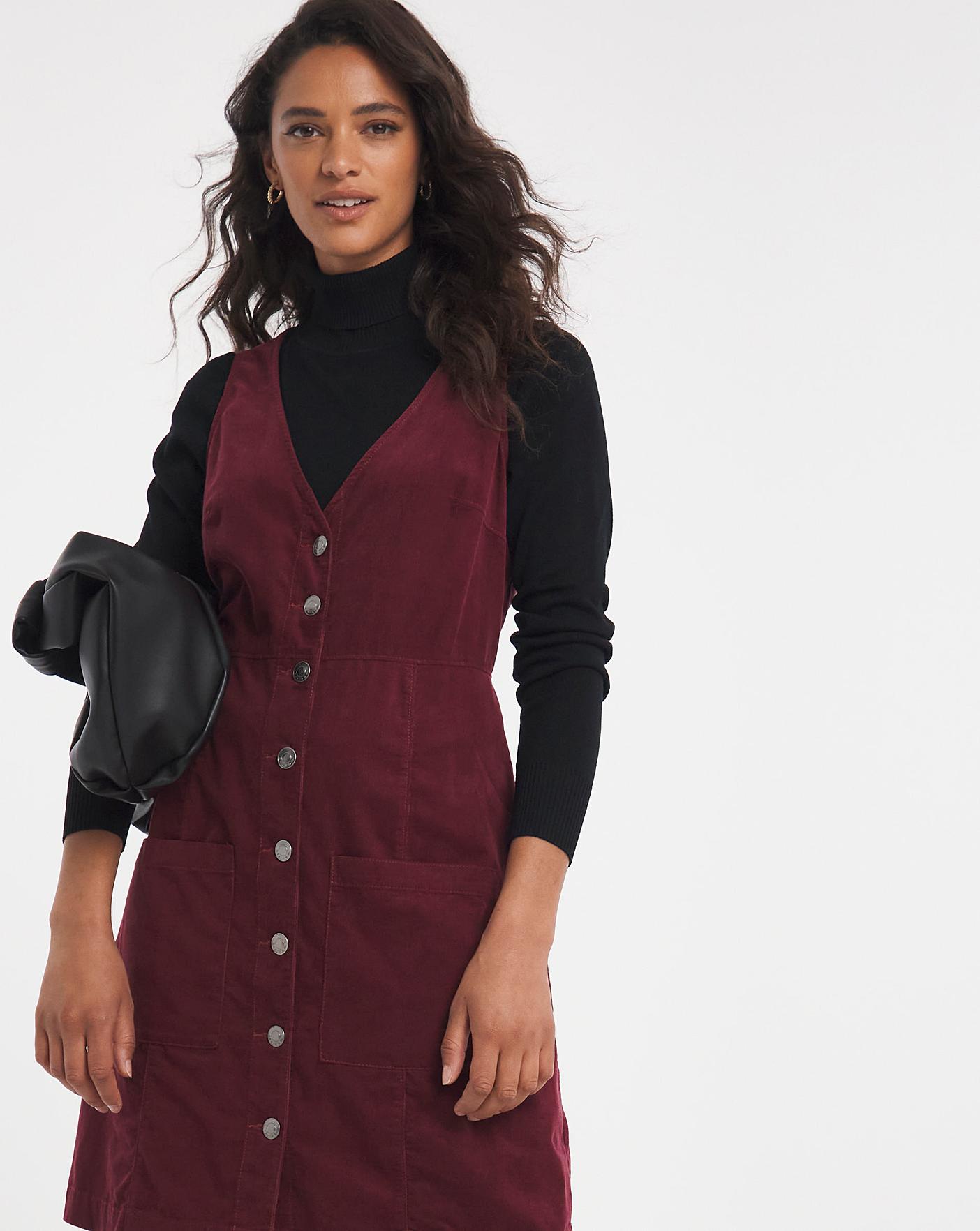 Burgundy Baby Cord Pinafore Dress 