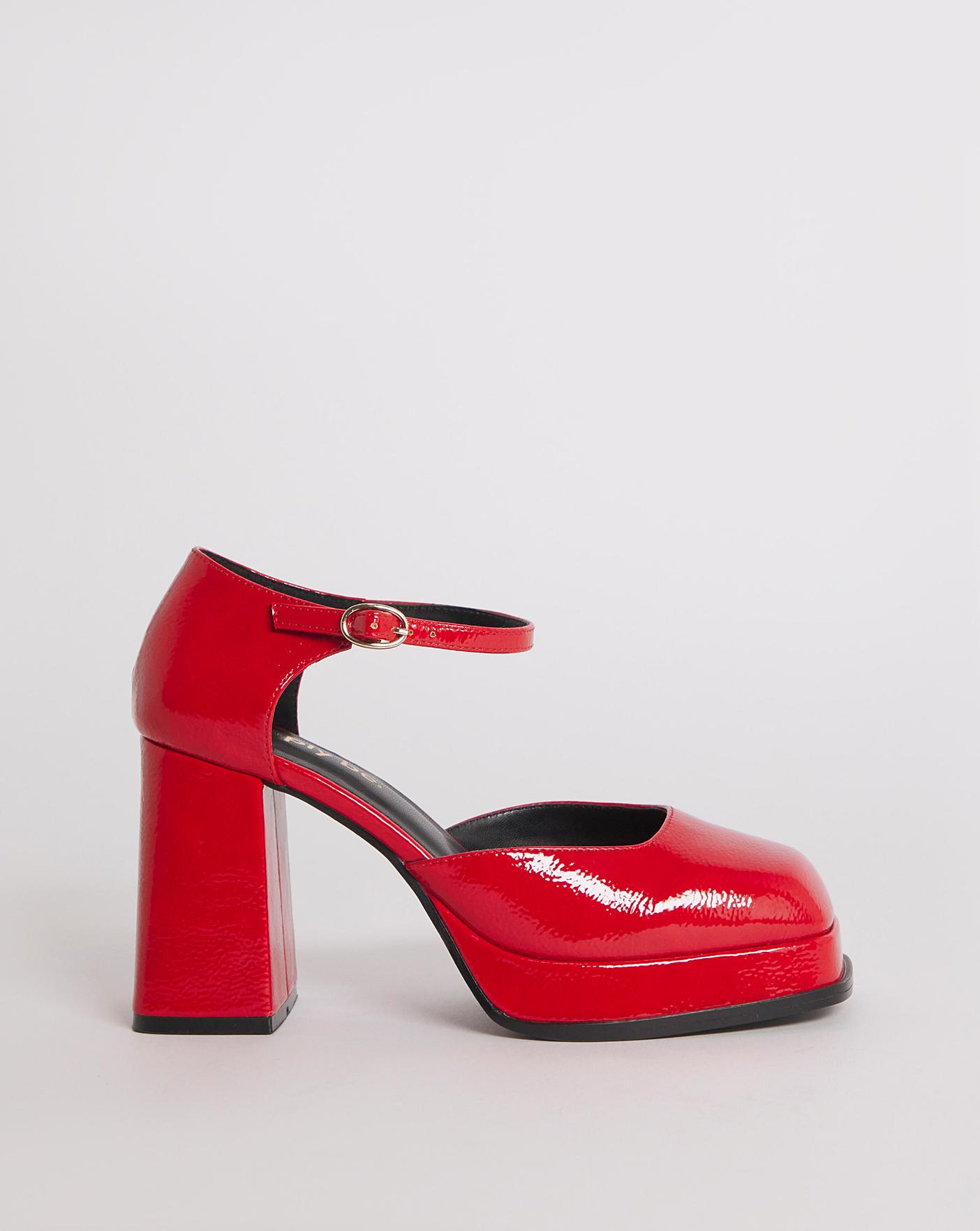 SimplyBe Red Emi Velvet Platform Heeled Sandals Ex Wide Fit UK 7 EU 40 –  Reliked