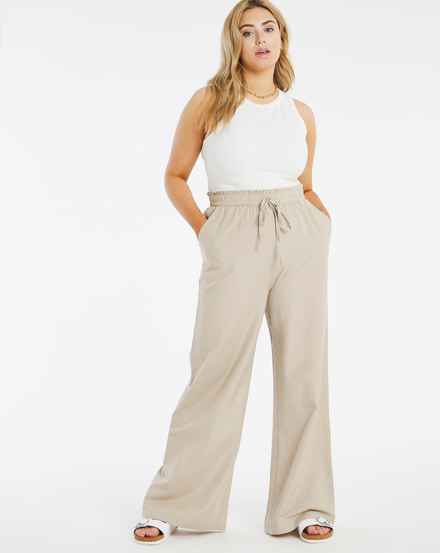 Super Wide Leg Linen Mix Trousers Simply Be