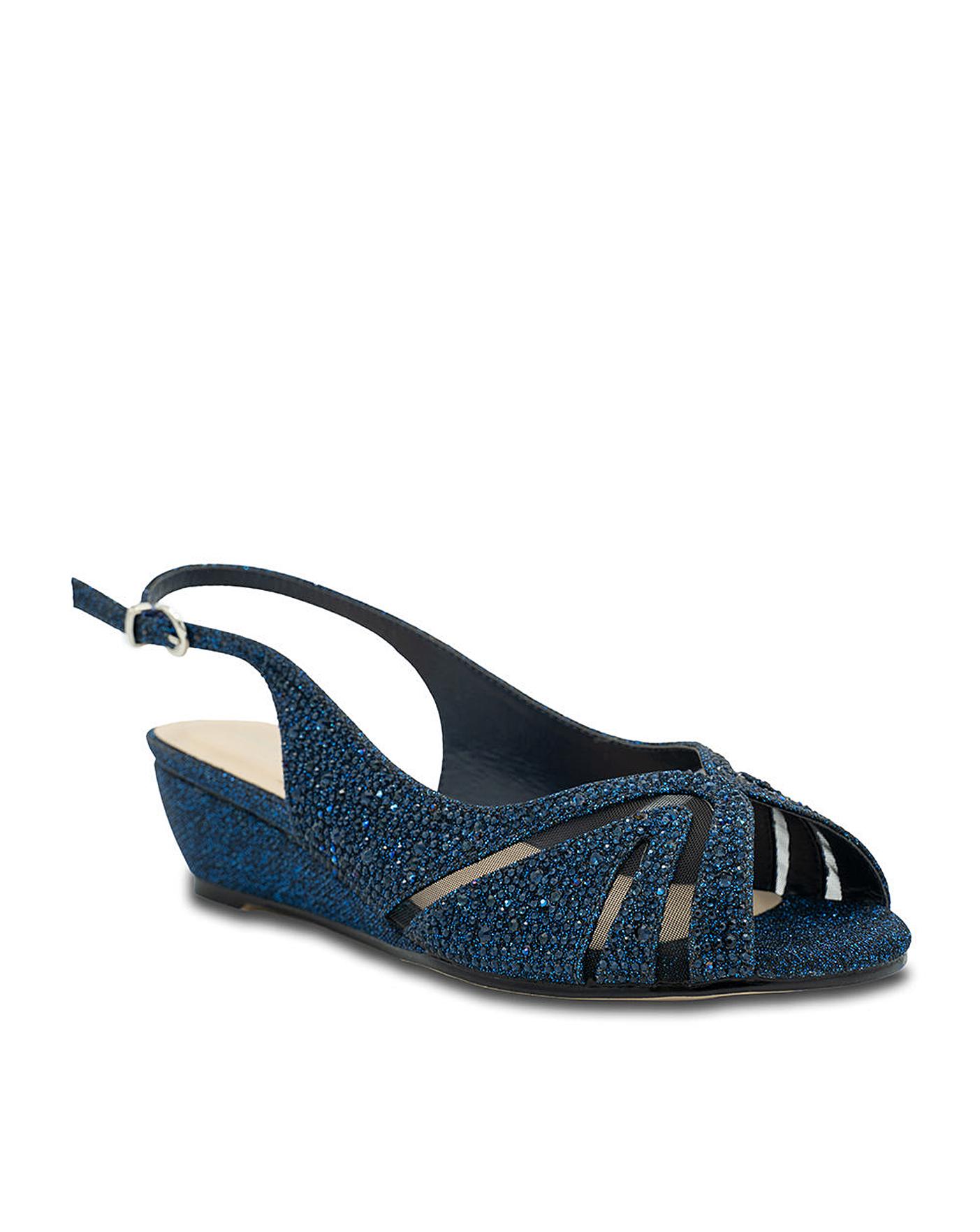 Navy sling sales back wedges