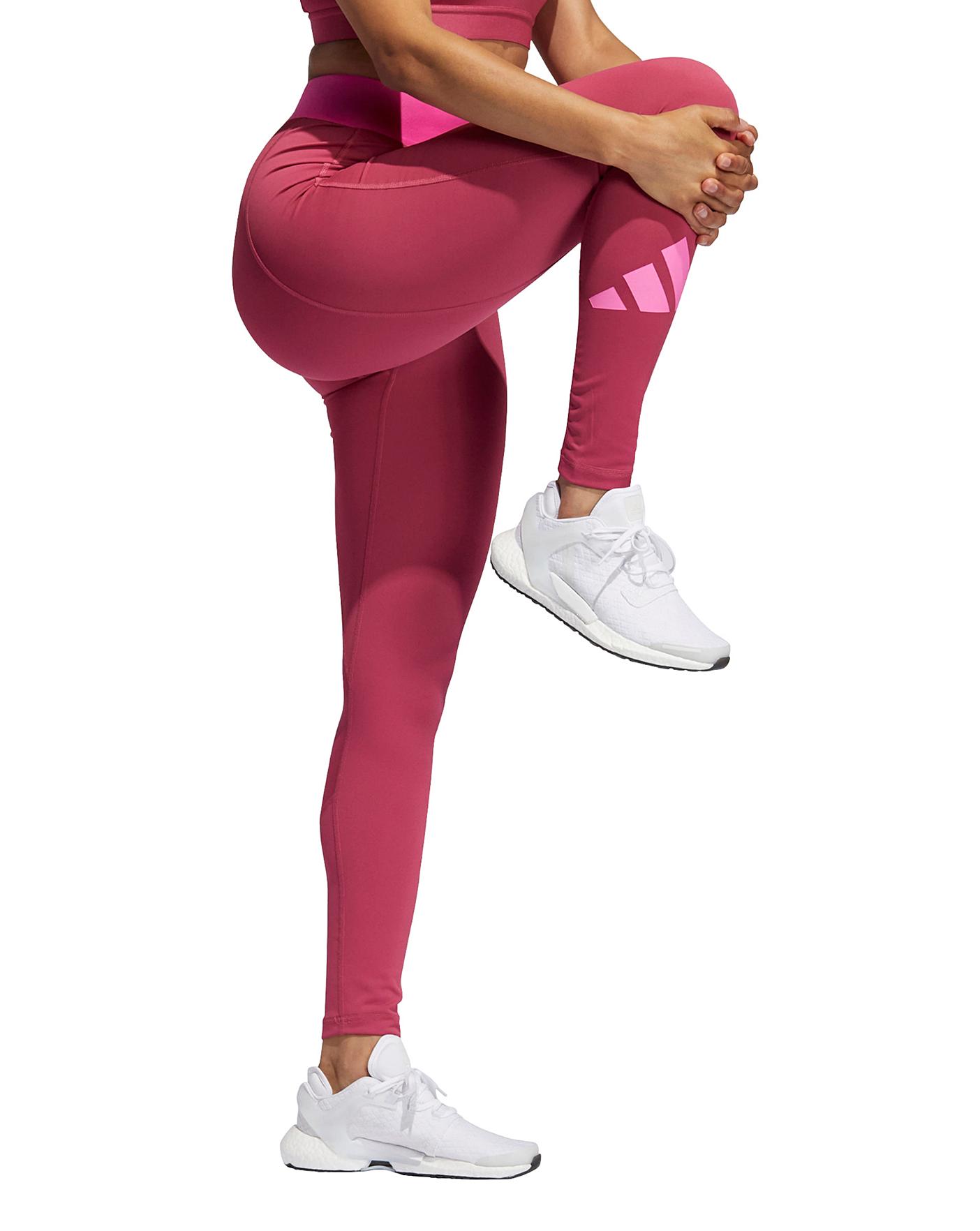 adidas Faux Leather Leggings - Pink, Women's Lifestyle