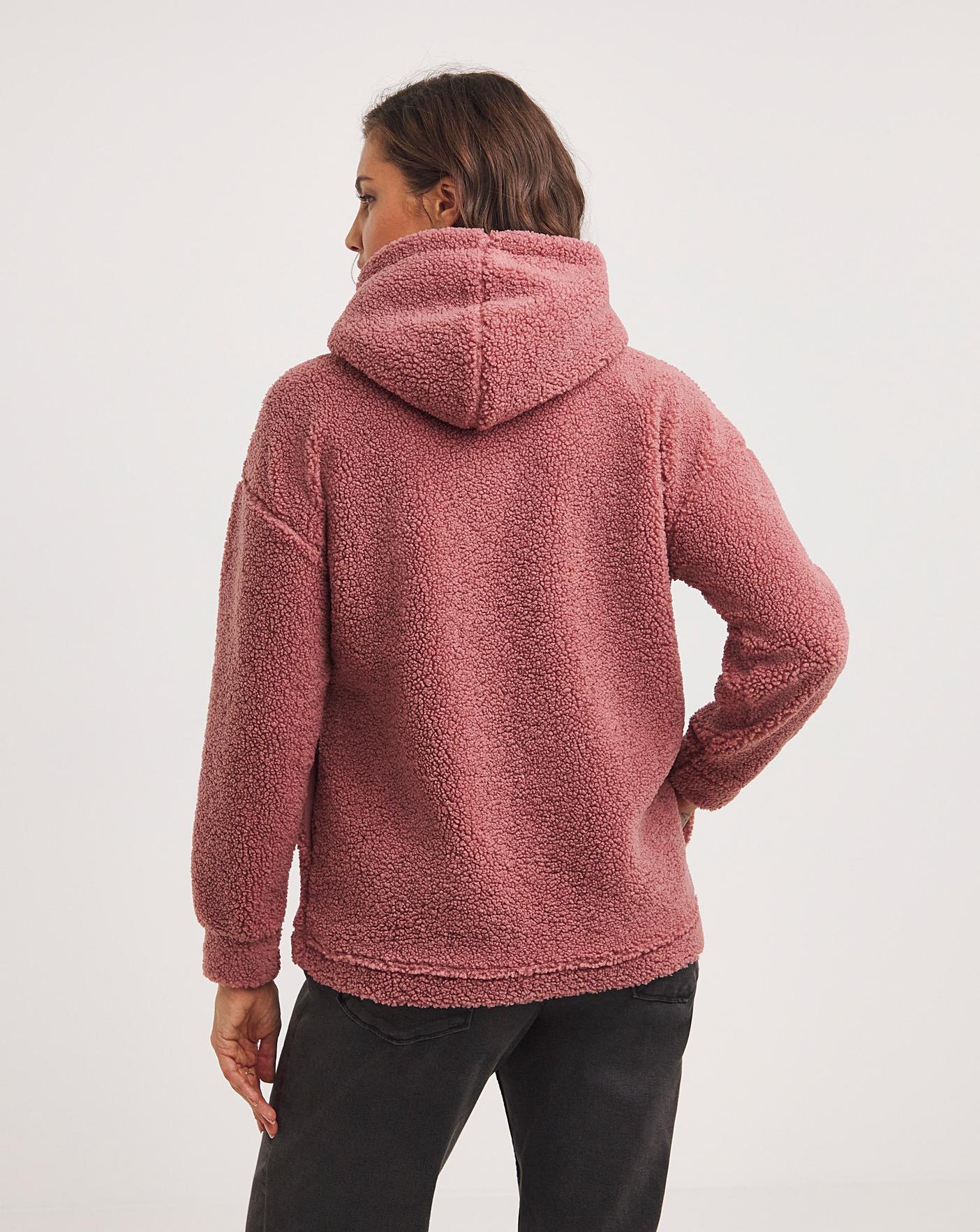 Pink sale borg hoodie