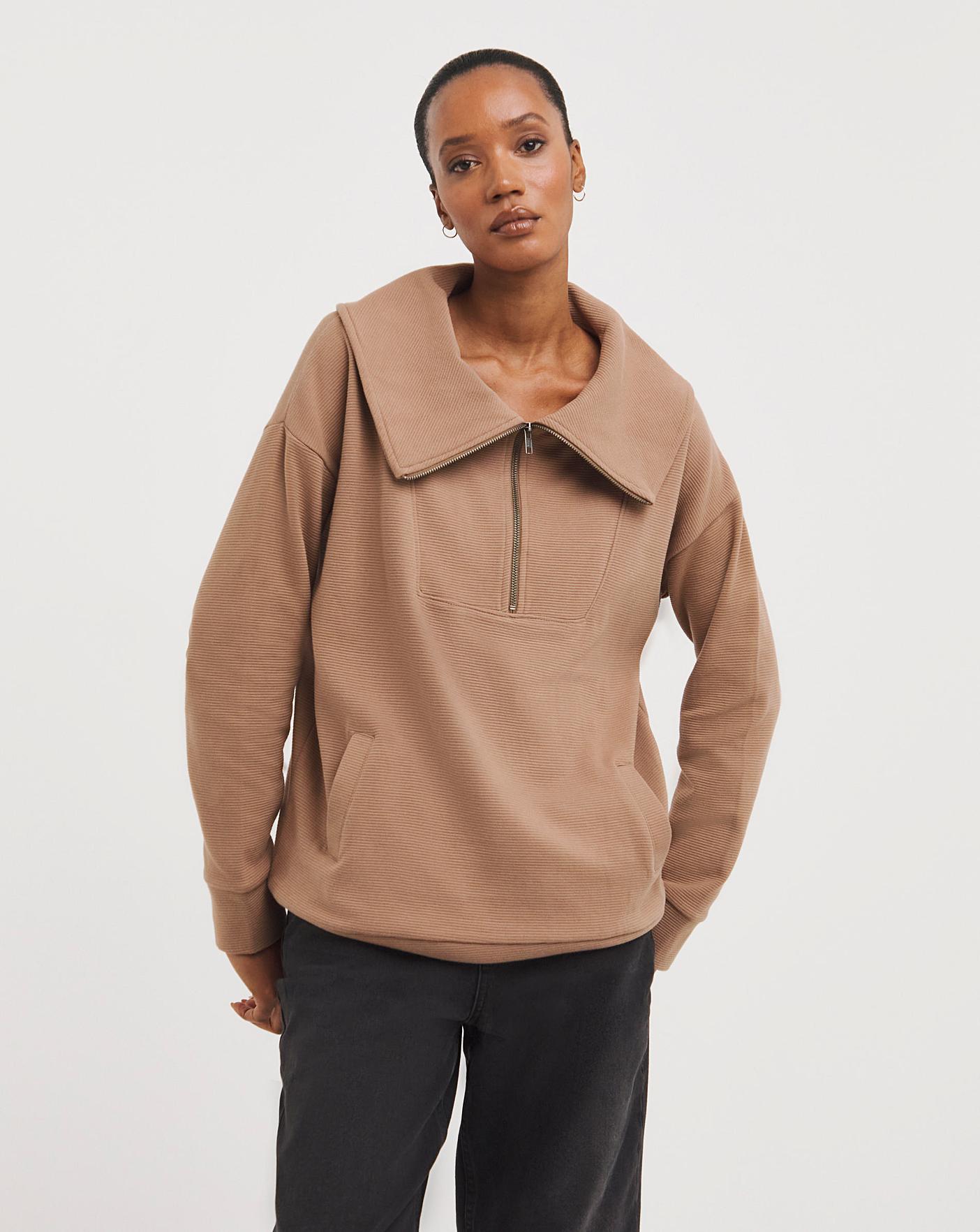 Women's Oversized Half-Zip Sweater, Women's Clearance