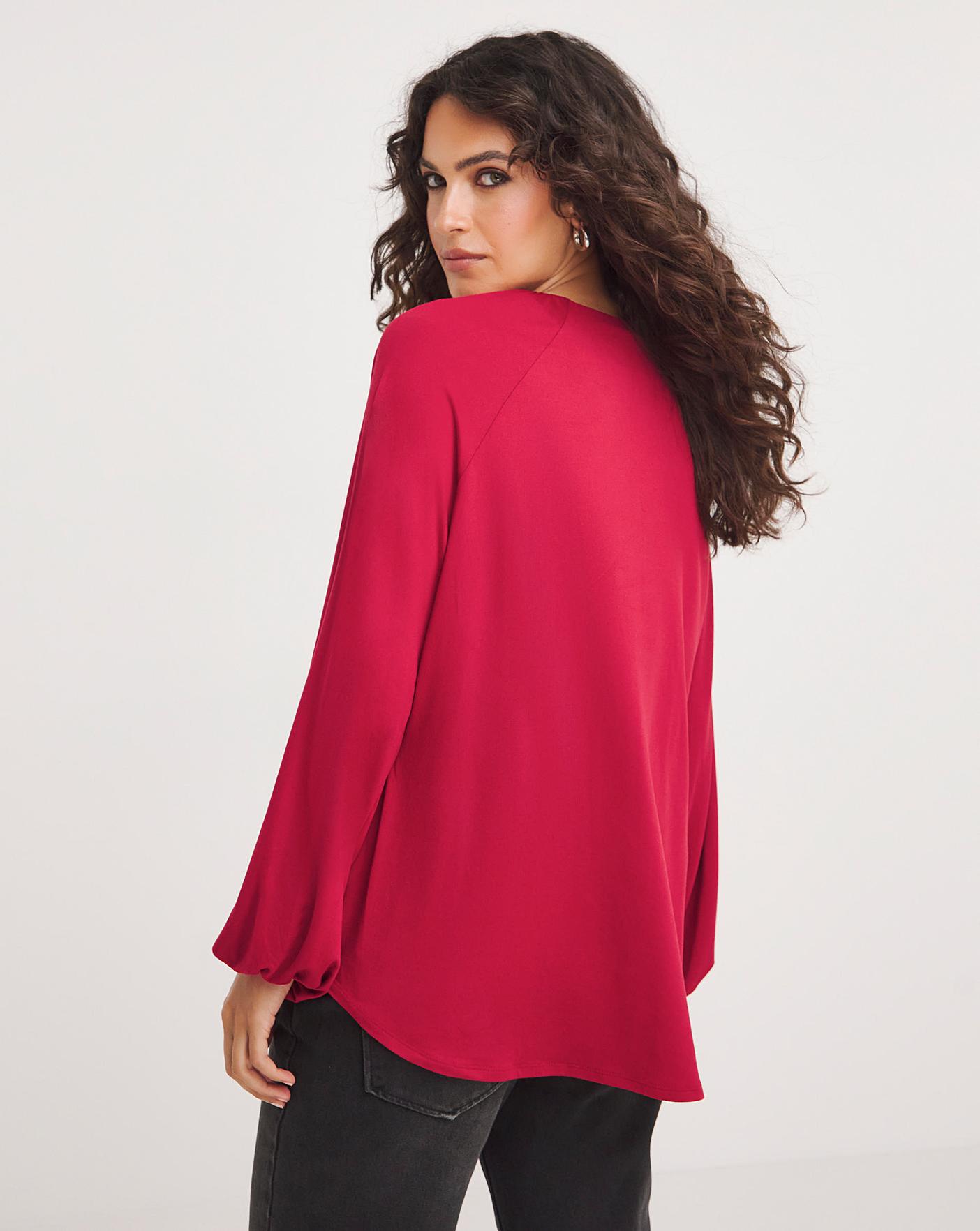 Button Trim Long Sleeve Top