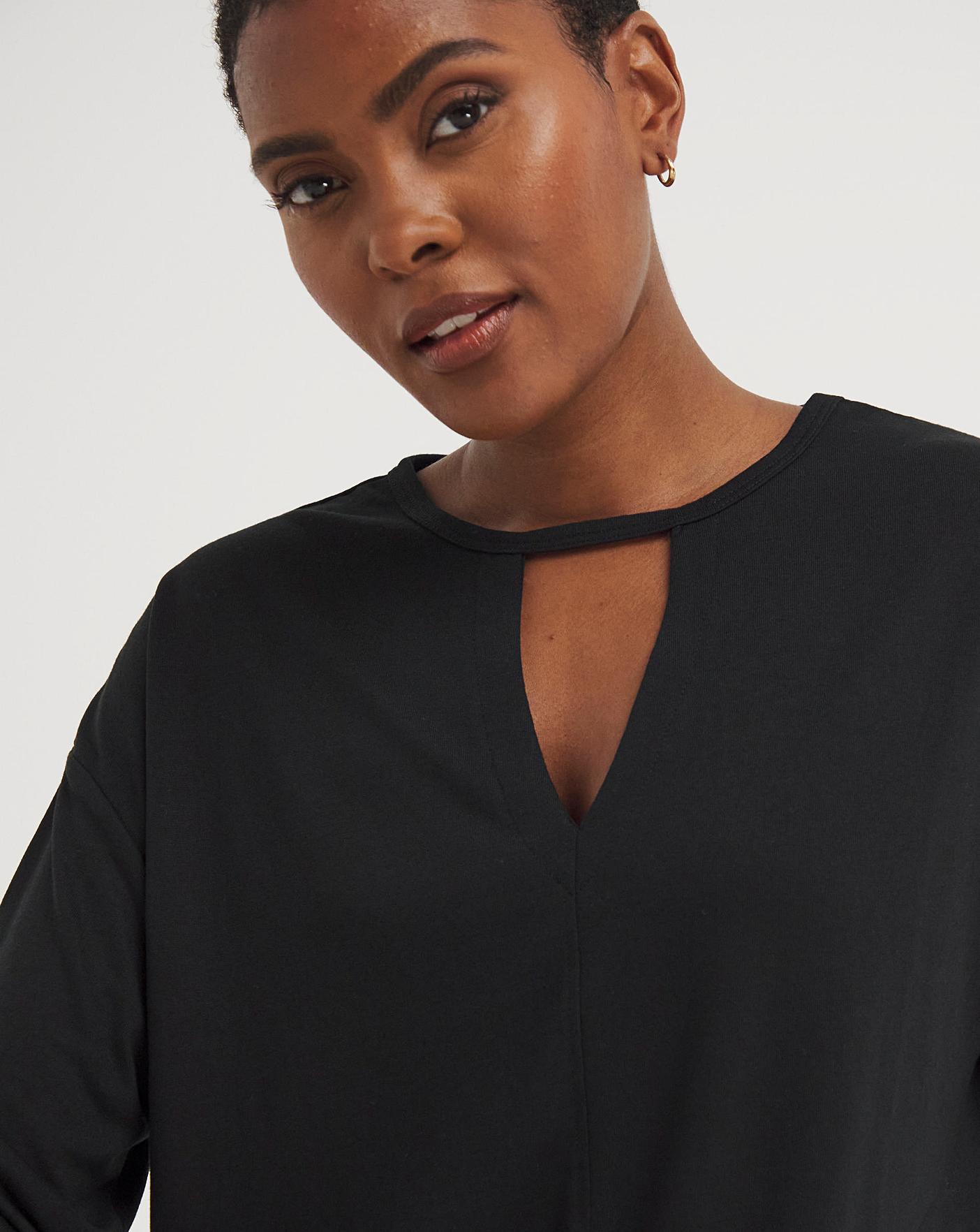 Cut Out Neck Long Sleeve Top | J D Williams