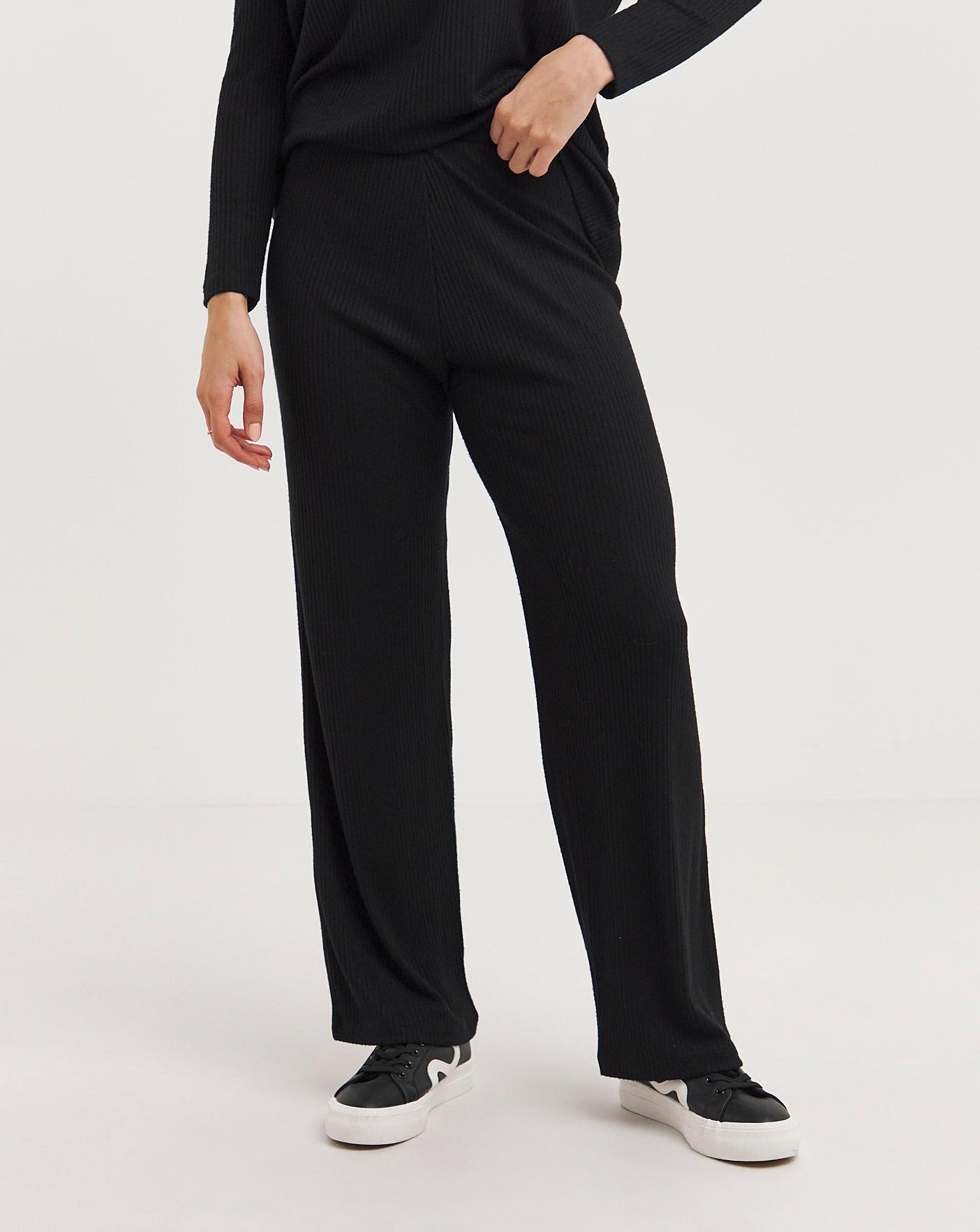 Soft Touch Ribbed Wide Leg Jogger | Fashion World