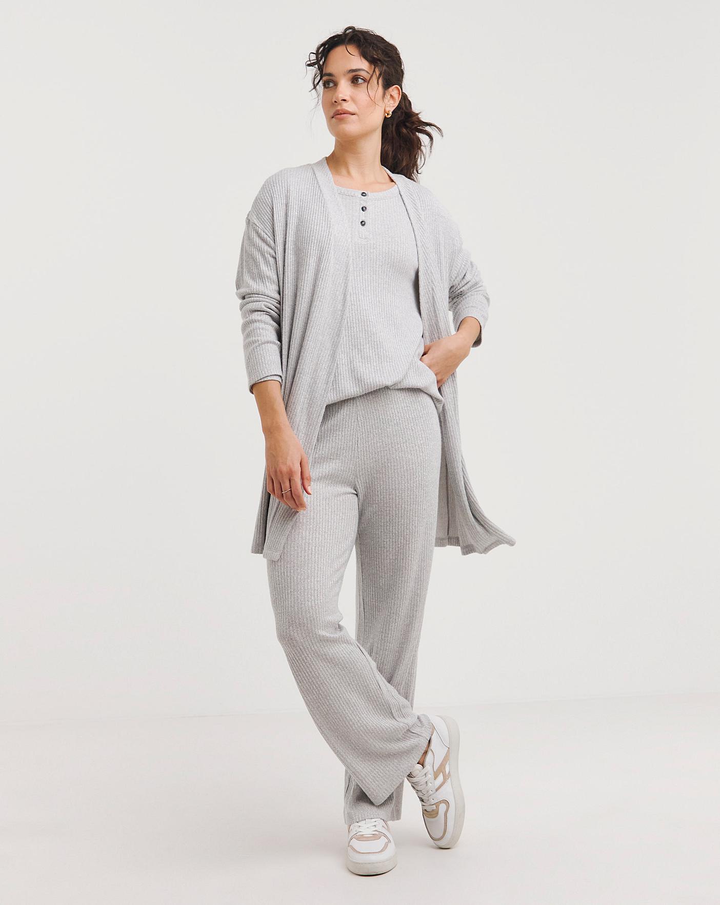 Soft Touch Ribbed Wide Leg Jogger