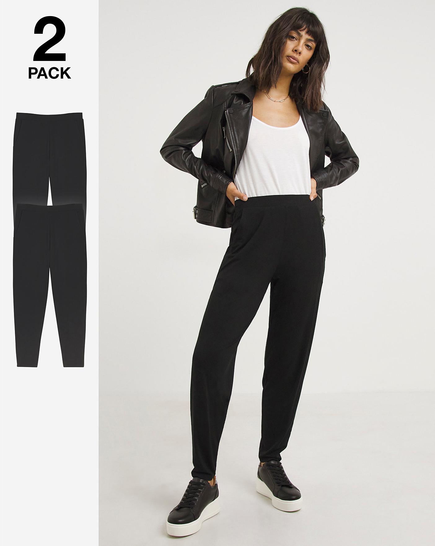 Buy AND Black Solid Tapered Fit Rayon Womens Trousers  Shoppers Stop