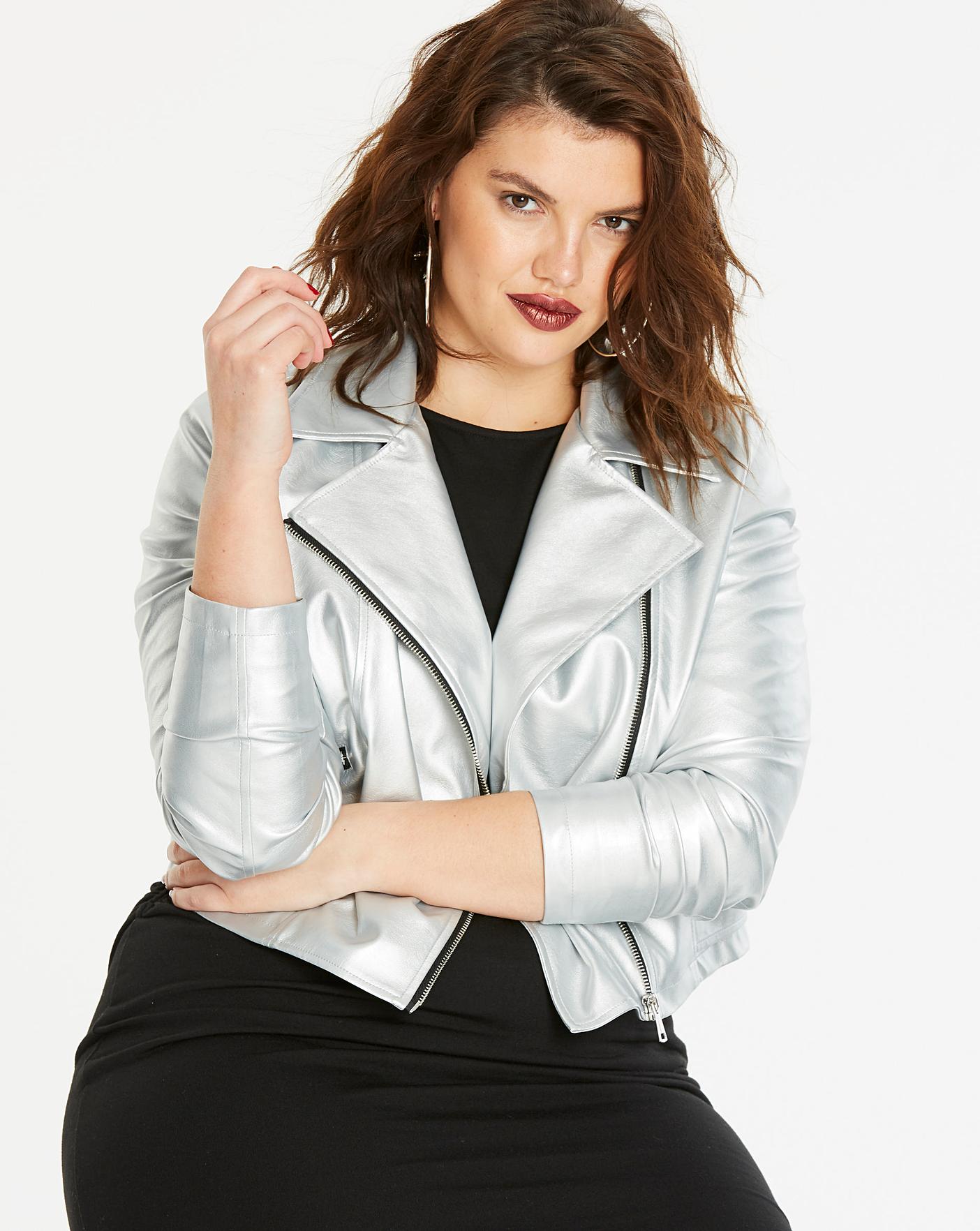 metallic biker jacket