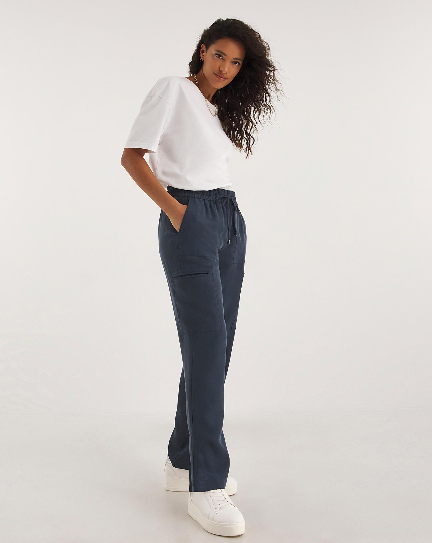Buy Online Women Navy Blue Solid Trousers at best price  Plussin