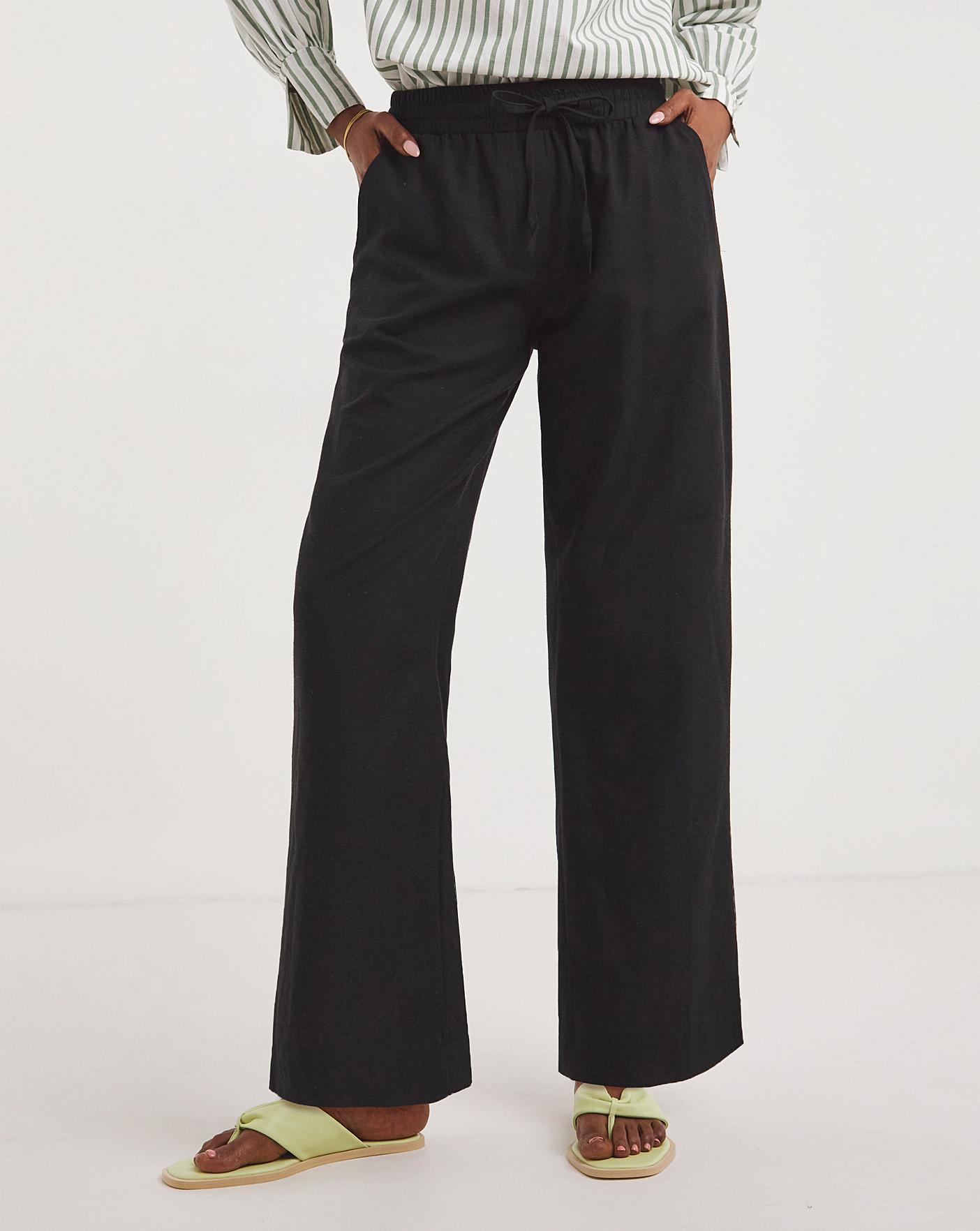Women Cotton Linen Trousers Ladies Summer Casual Elastic Waist Bottoms  Pants UK  eBay