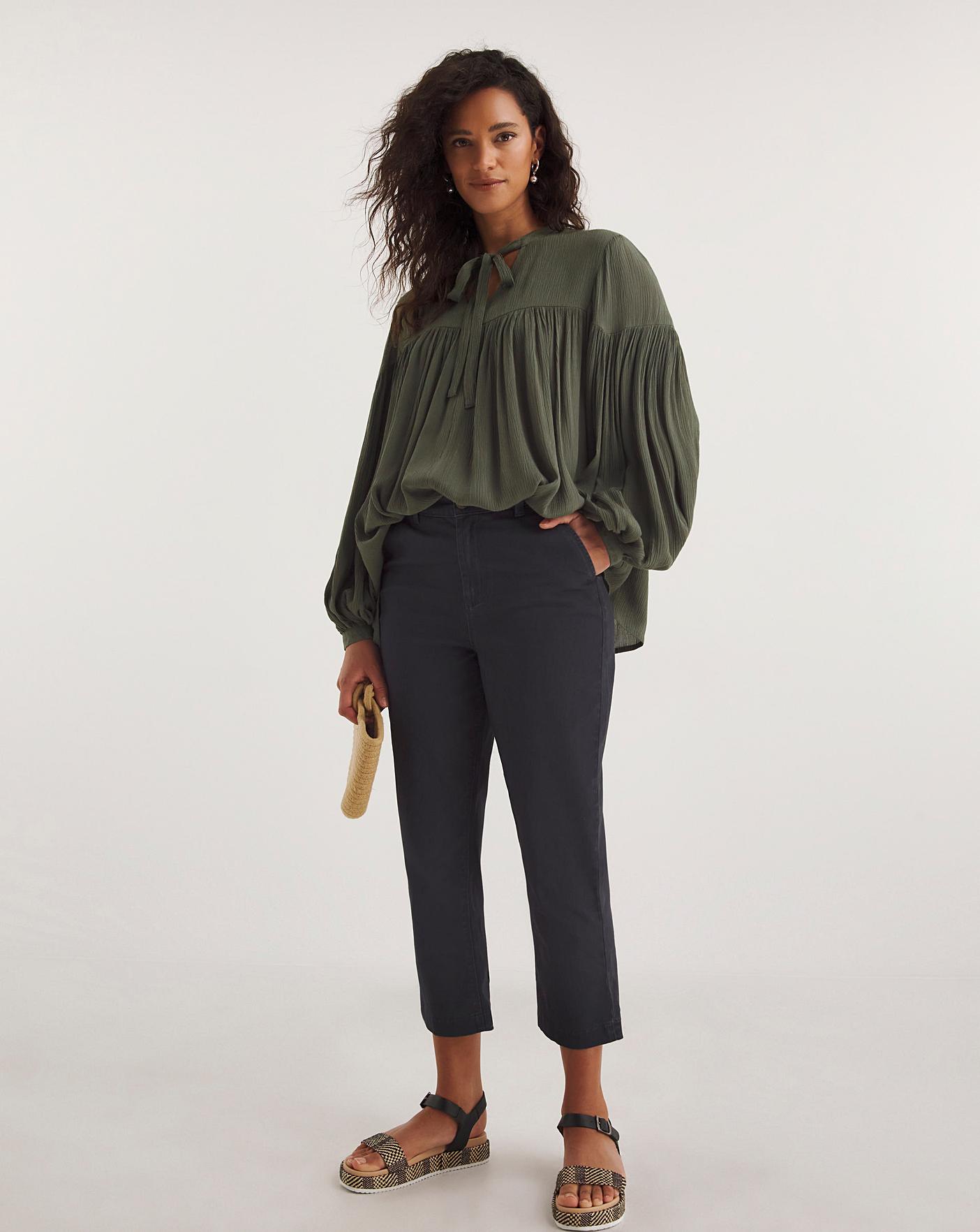 Navy Cropped Trousers by Jil Sander on Sale