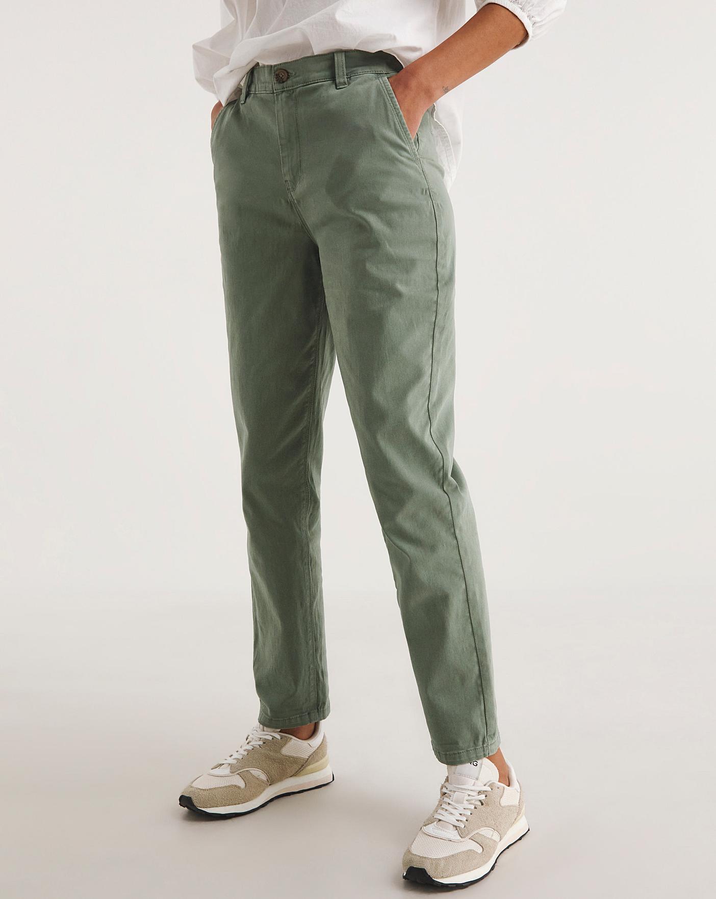 Khaki Stretch Chino Trousers | Ambrose Wilson