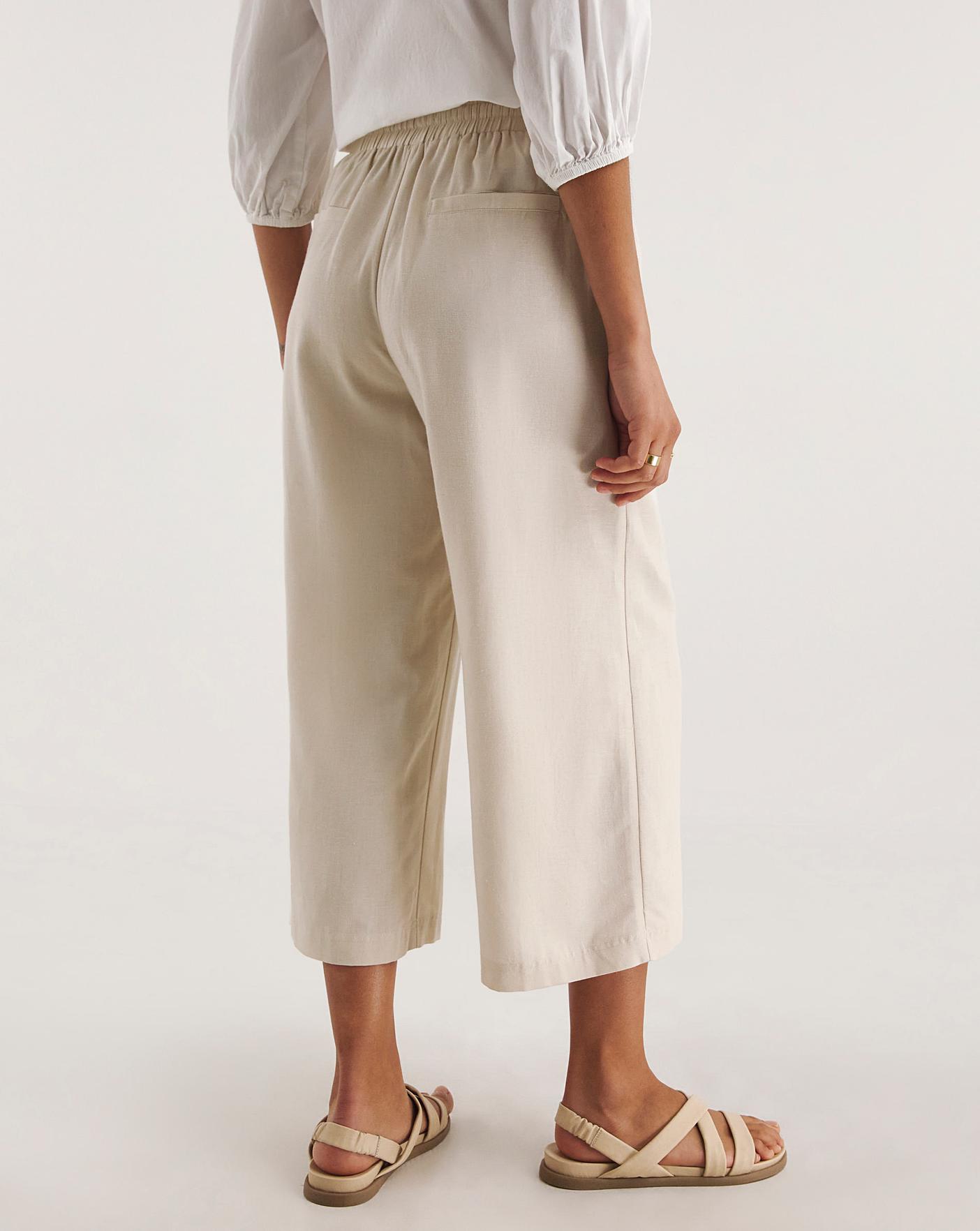 Linen cropped shop wide leg pants