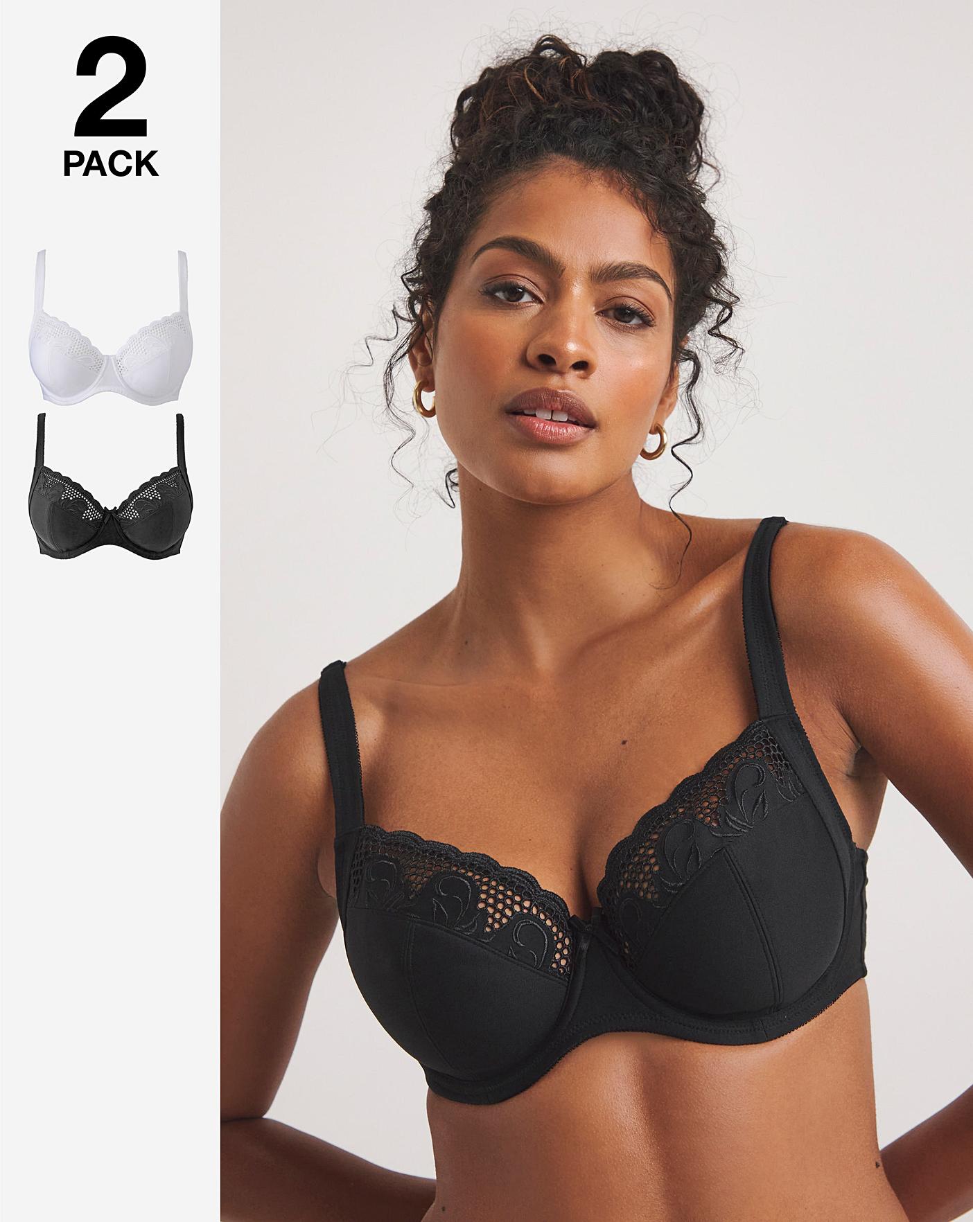 Optimum support comfy white embroidered underwire low-necked bra