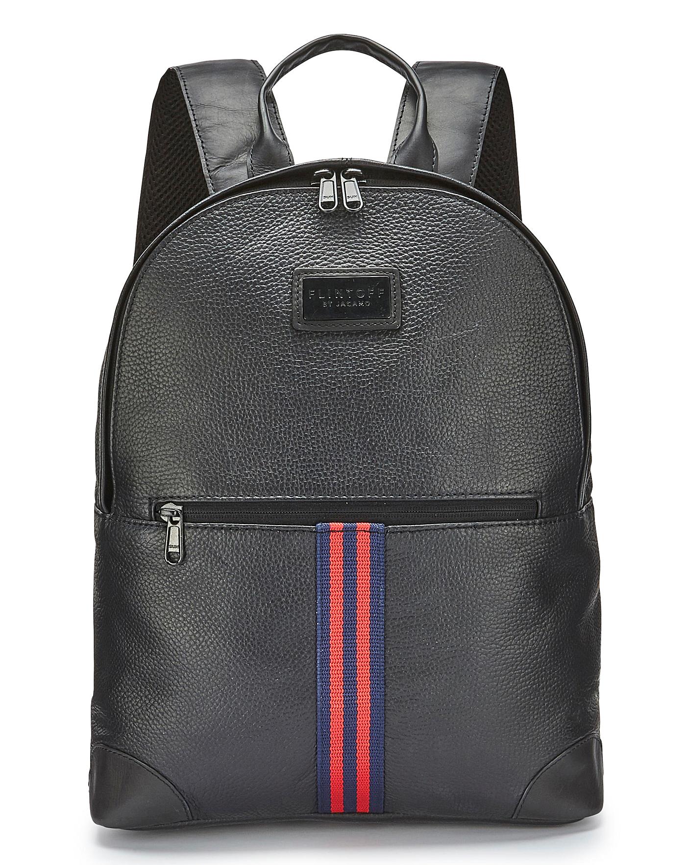 black leather bookbag