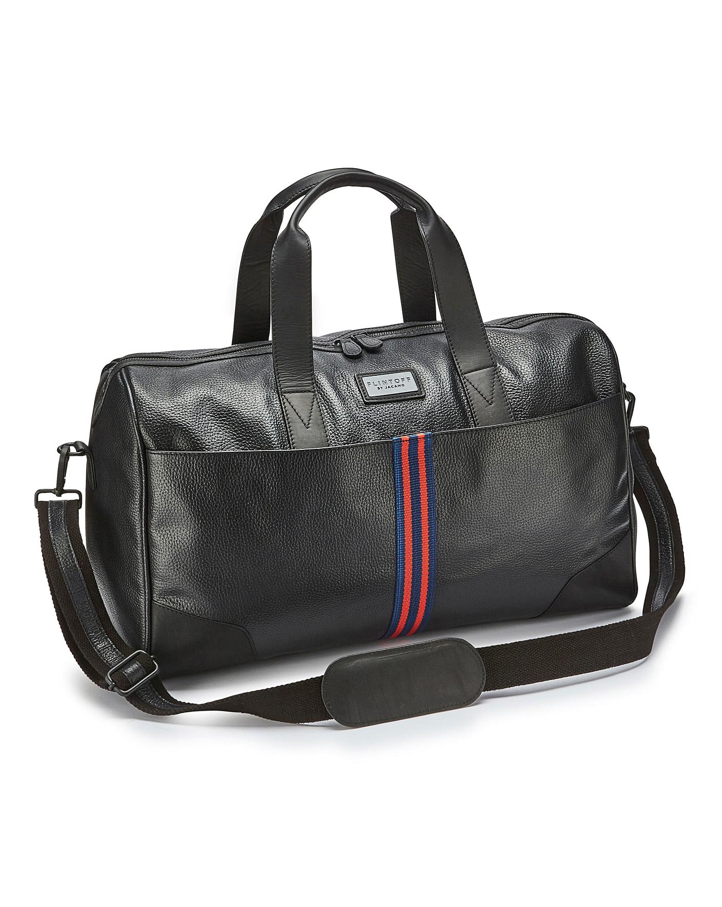 black leather holdall