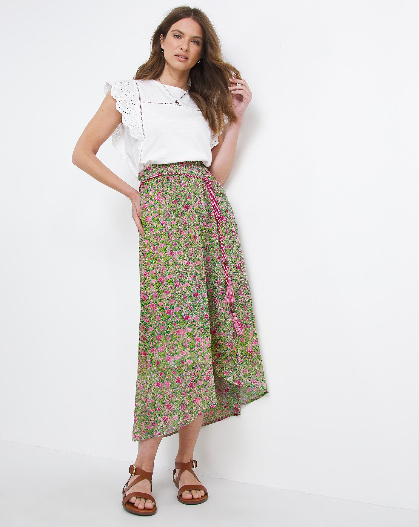 New look ditsy floral midi skirt in green clearance pattern