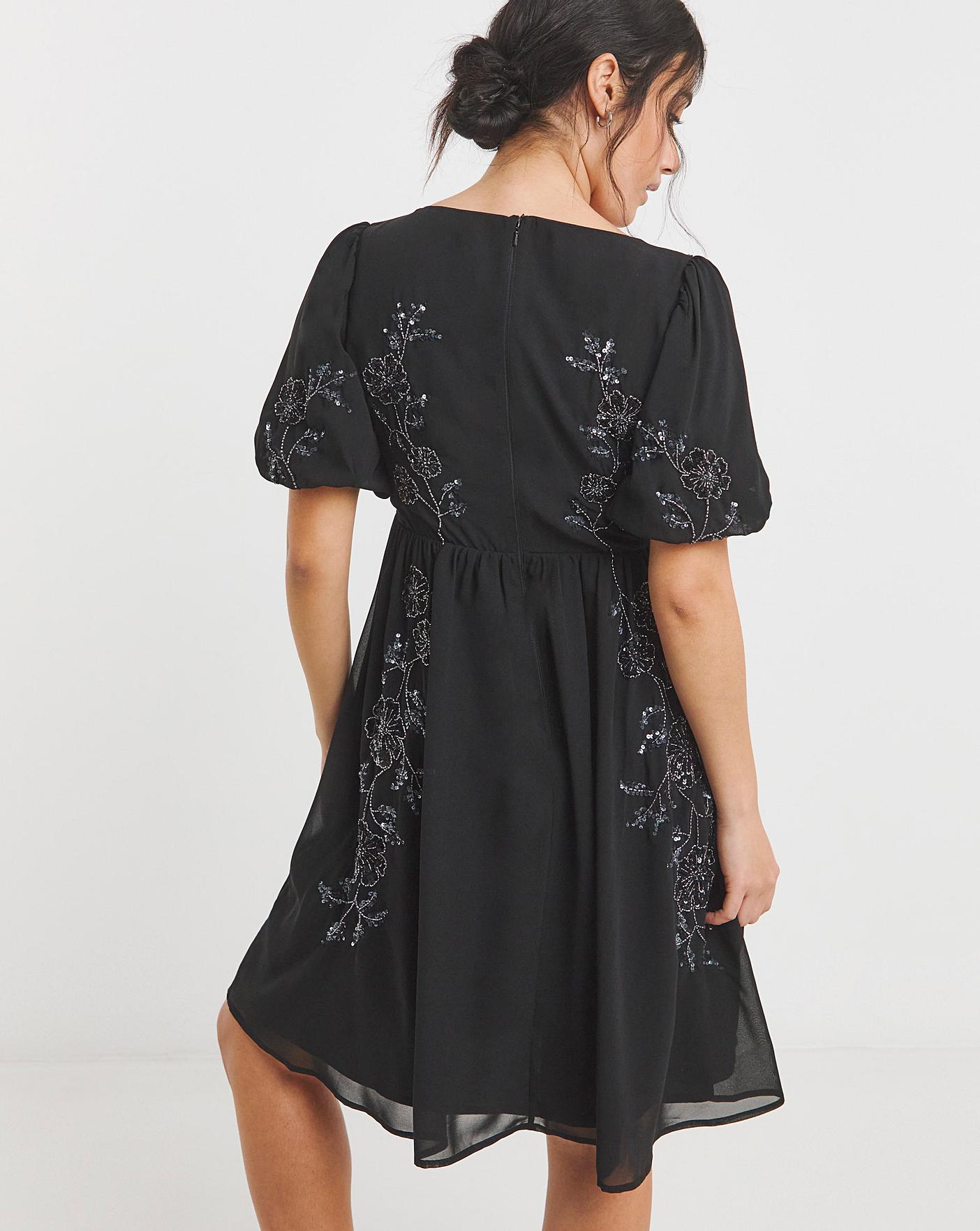 maya embellished mini dress - black Maya Embellished Dress Fashion Nova