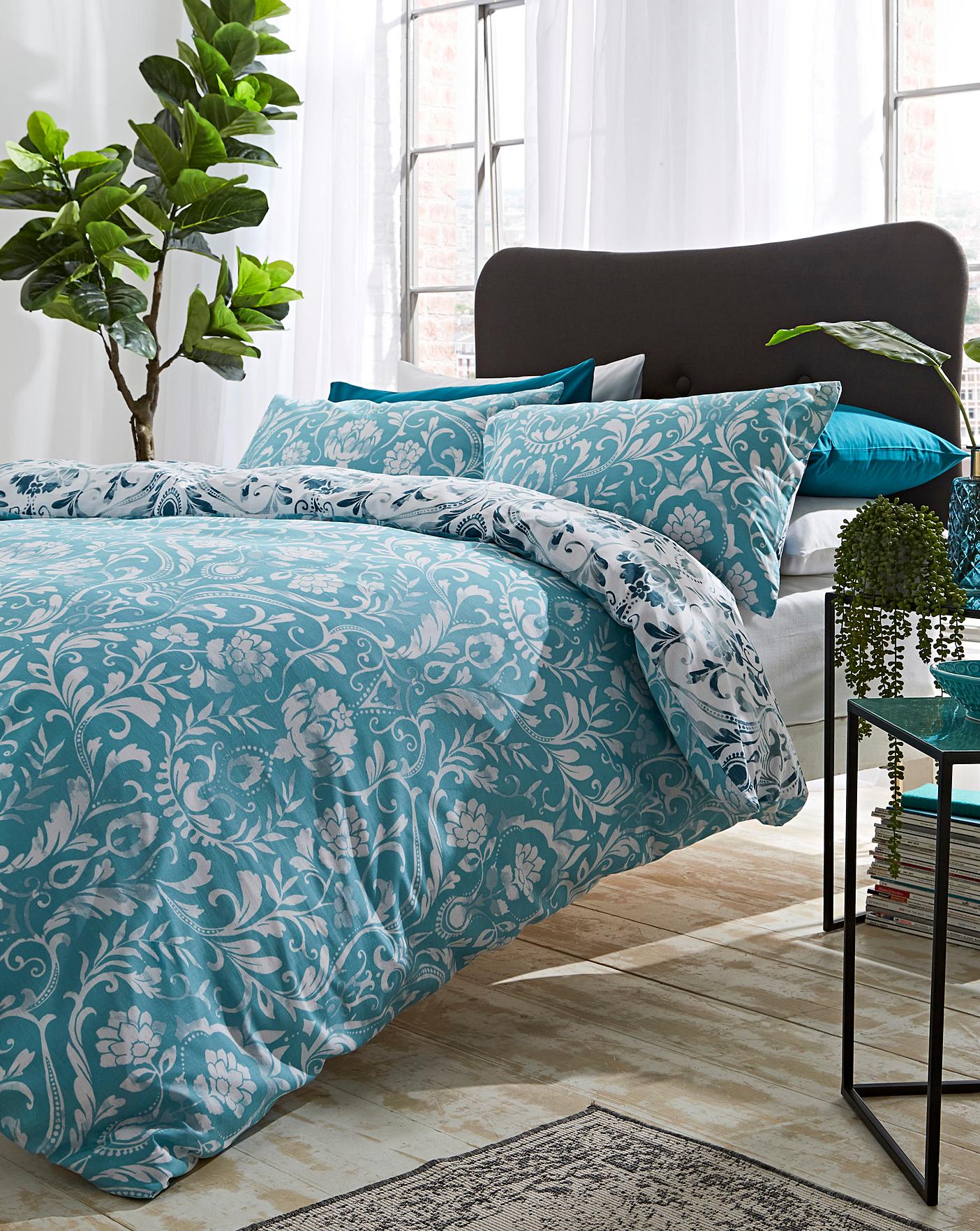 Clara Damask Teal Duvet Cover Set Premier Man