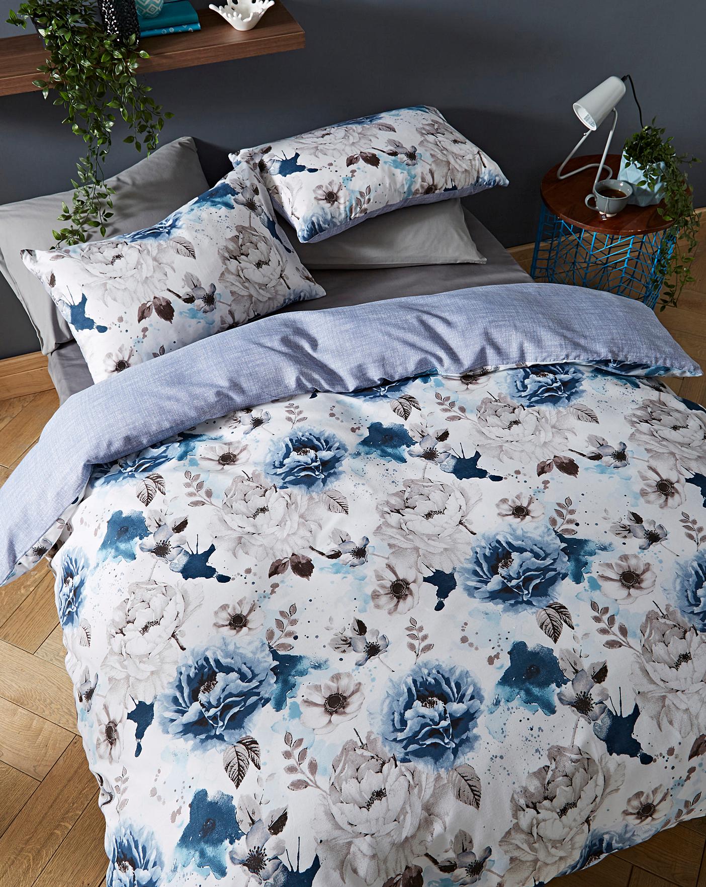 Cordelia Blue Floral Duvet Cover Set Simply Be