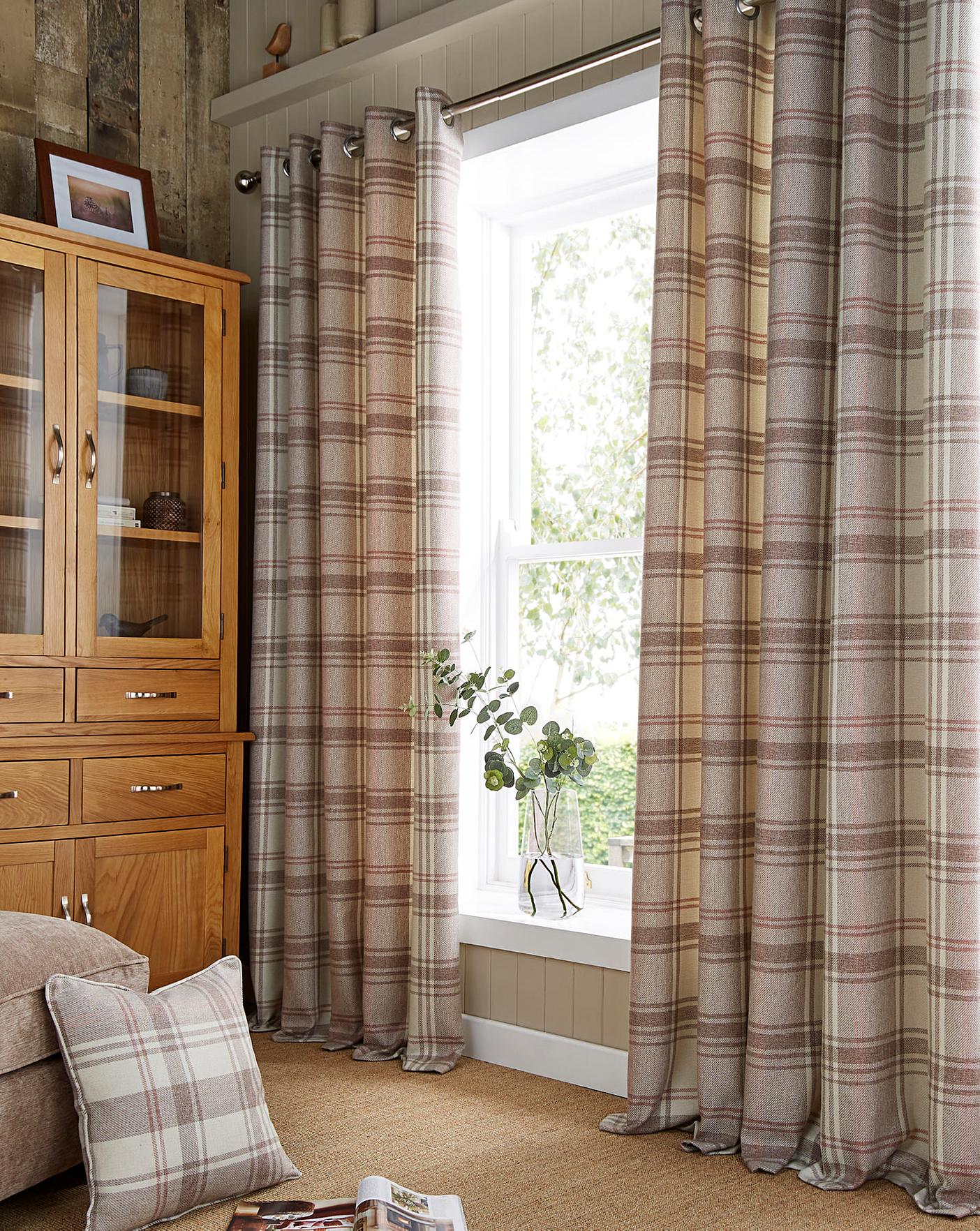 Highland Check Lined Curtains J D Williams