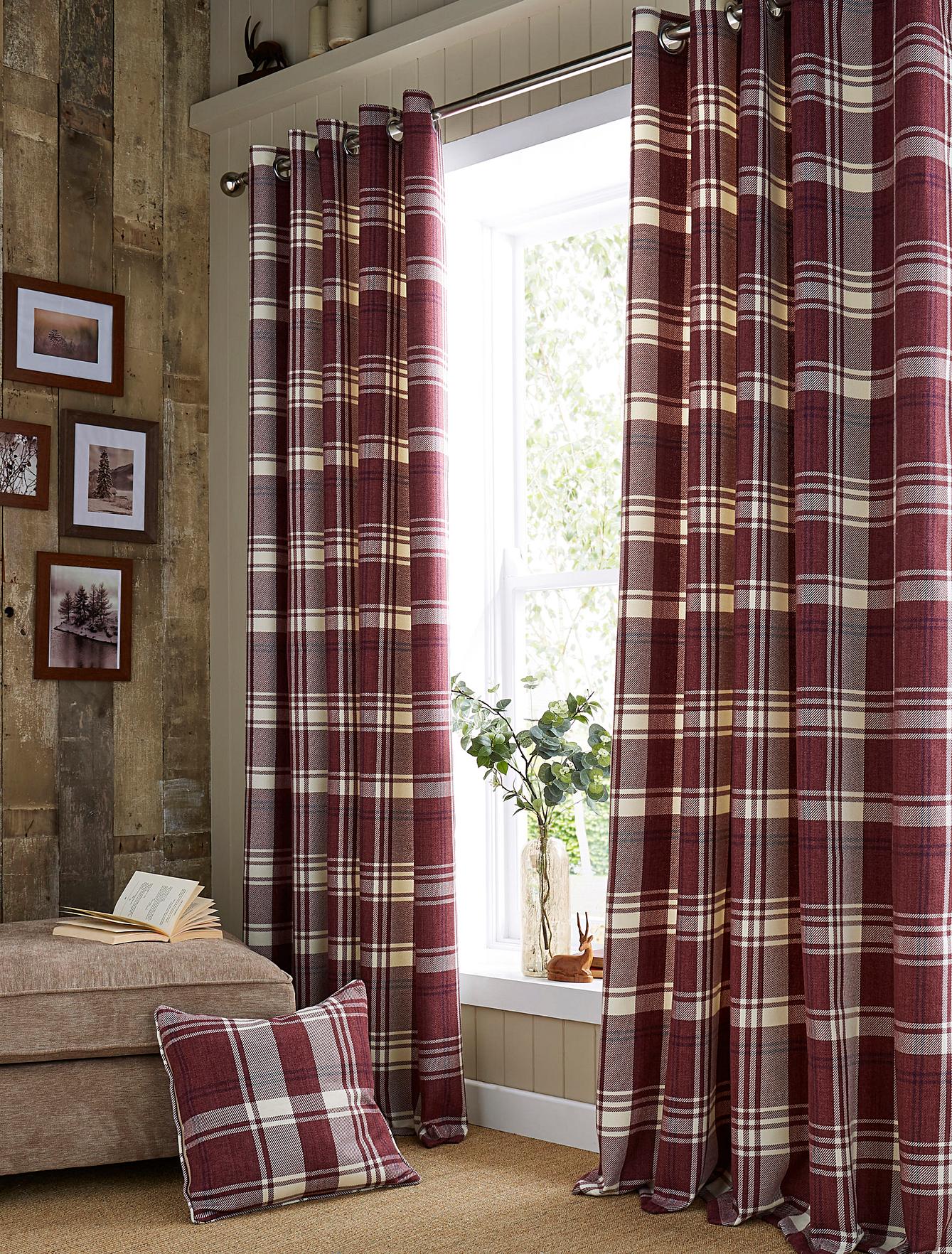 Highland Check Lined Curtains J D Williams