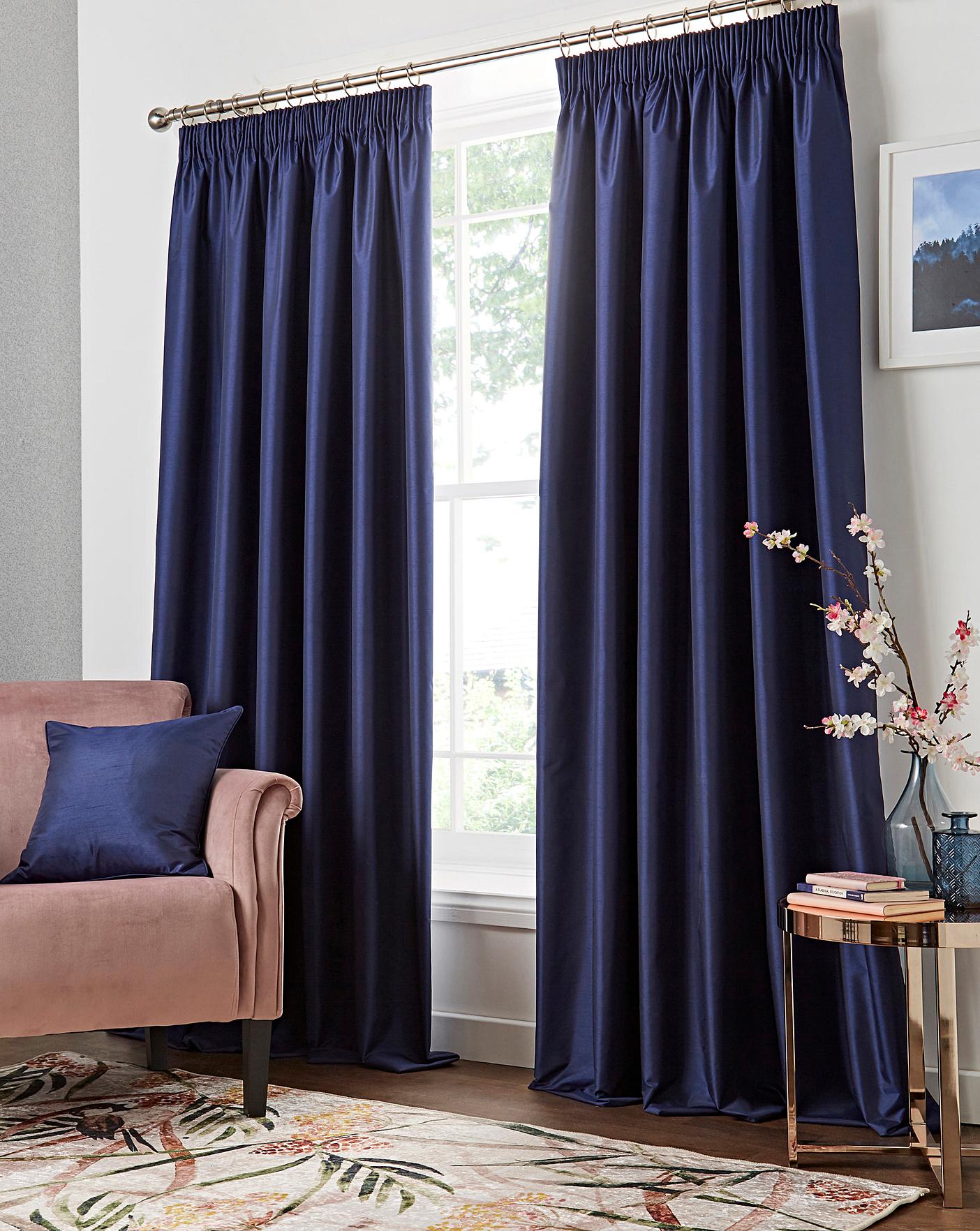 Faux Silk Pencil Pleat Blackout Curtains Oxendales