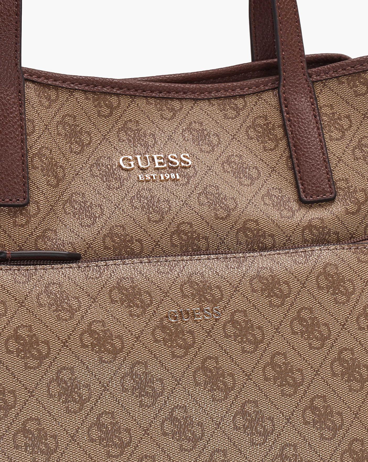 Guess Vikky II Latte Logo Tote Bag Fashion World
