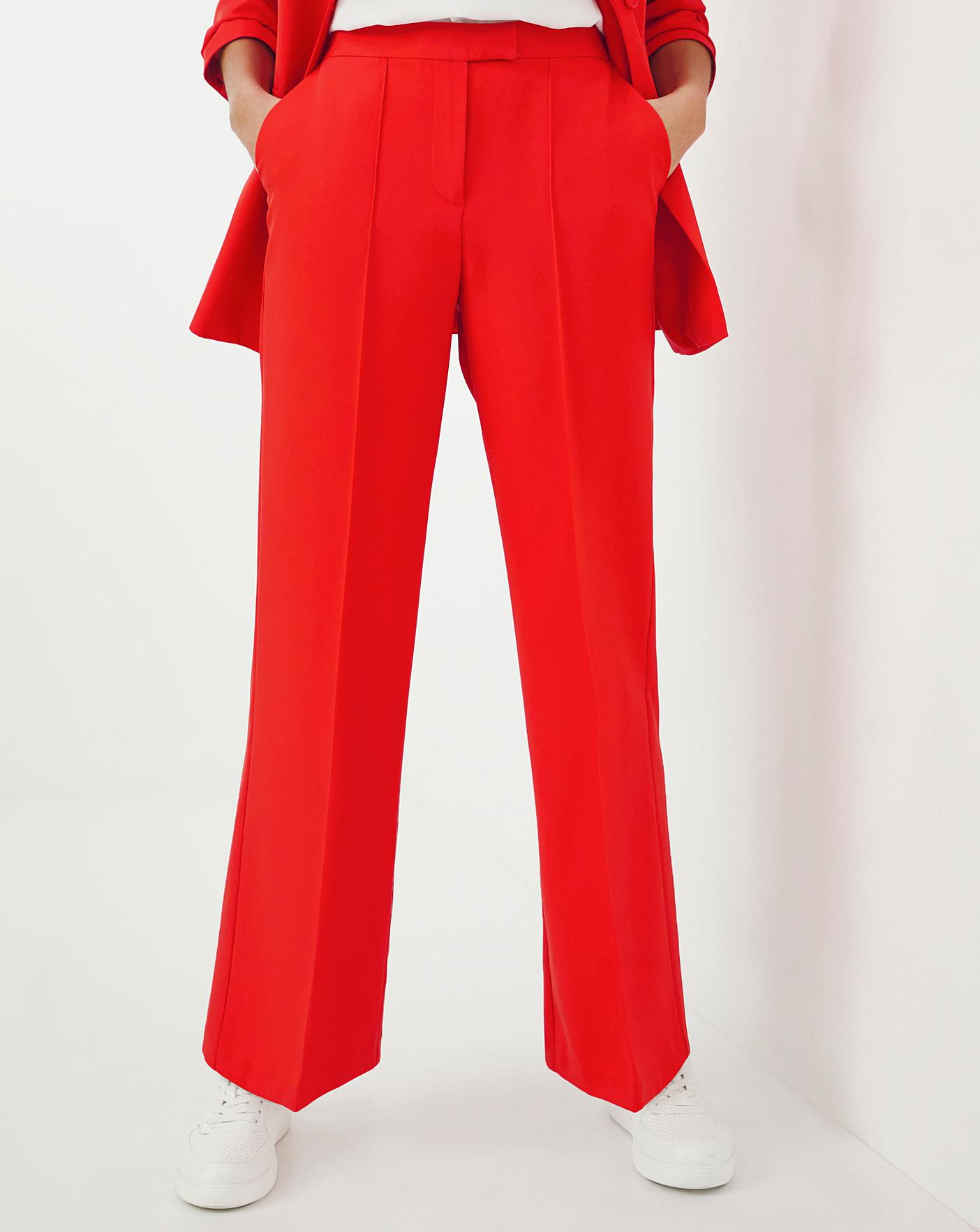 Red Wide Leg Trousers for Women