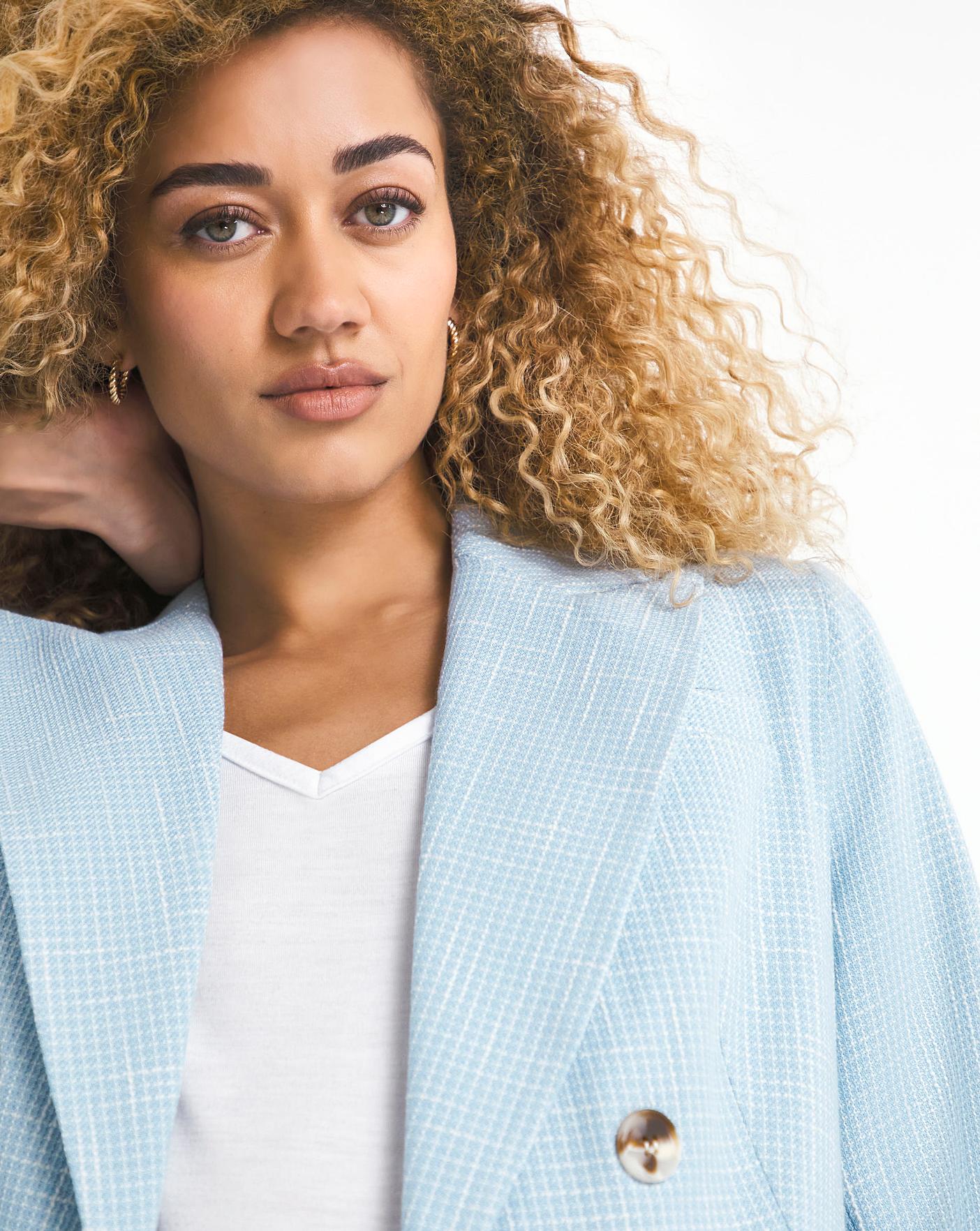 Pastel Blue Boucle Tweed Blazer Marisota