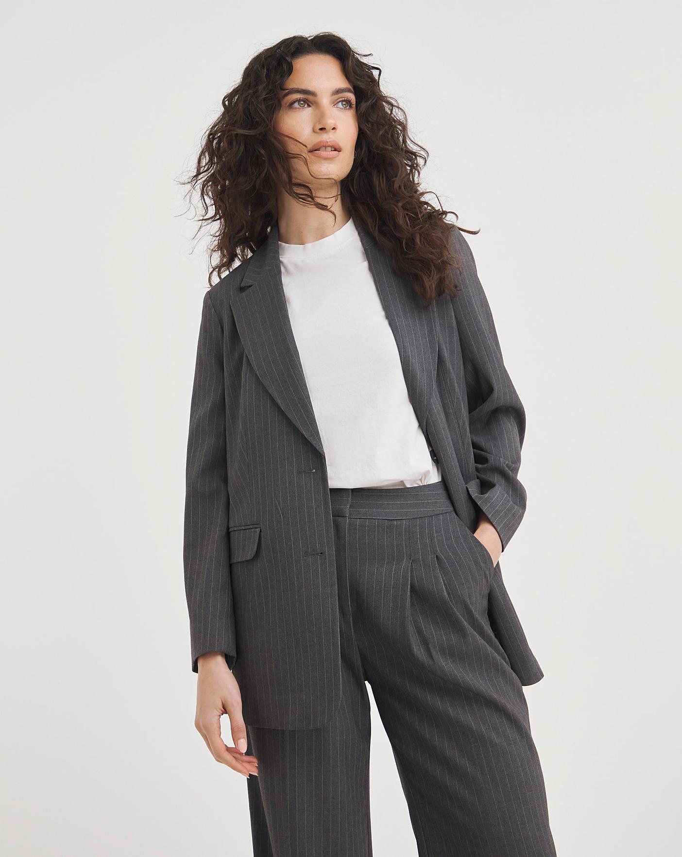 Grey Pinstripe Relaxed Blazer Oxendales