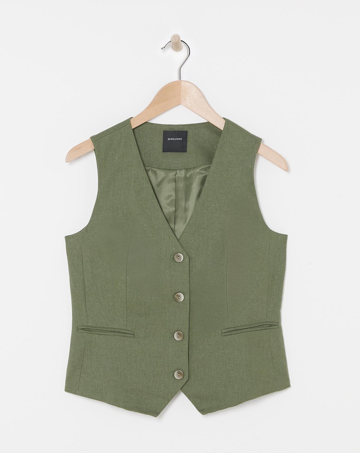 Linen Button Front Waistcoat | Oxendales