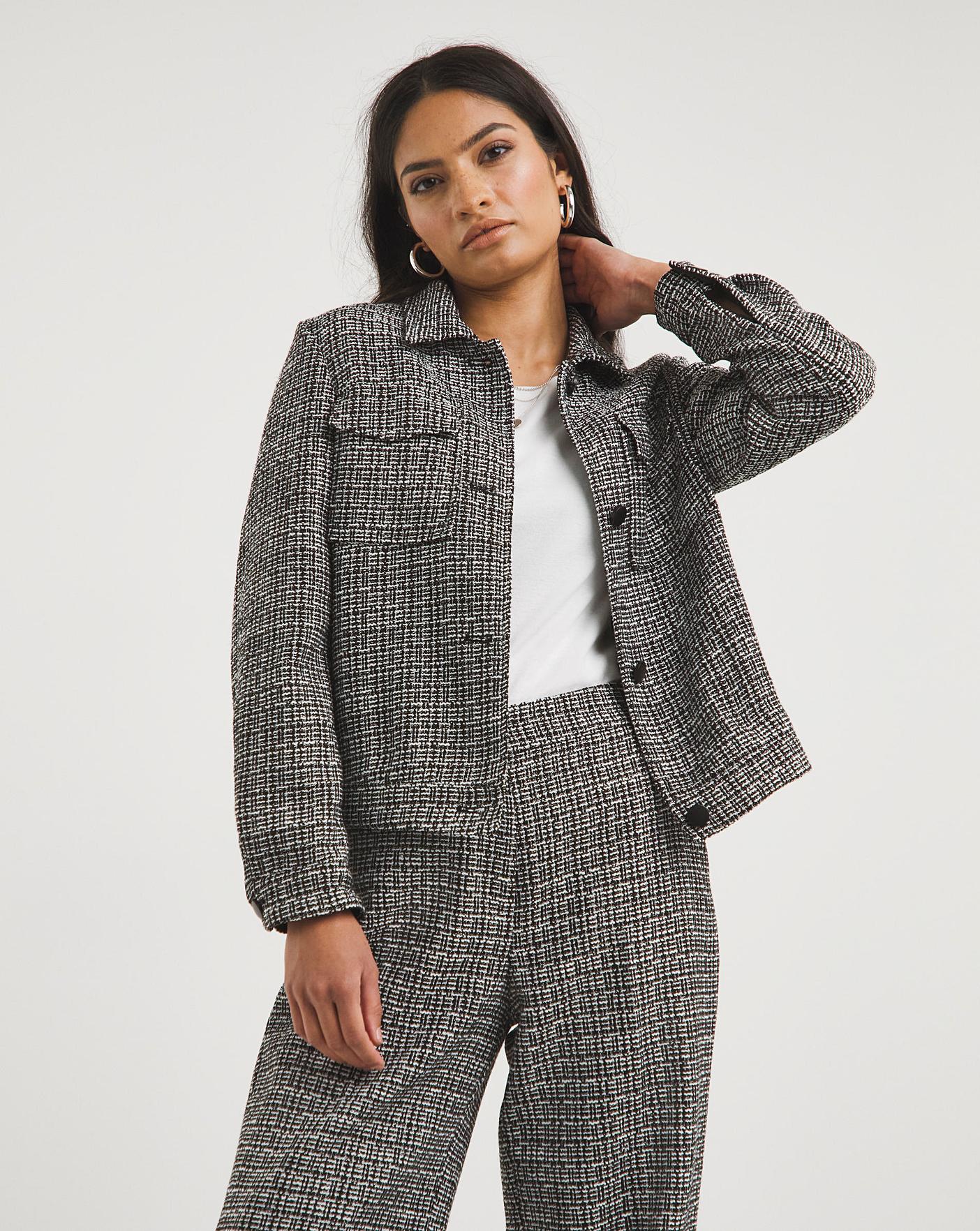 Mono Check Cropped Patch Pocket Jacket | Ambrose Wilson