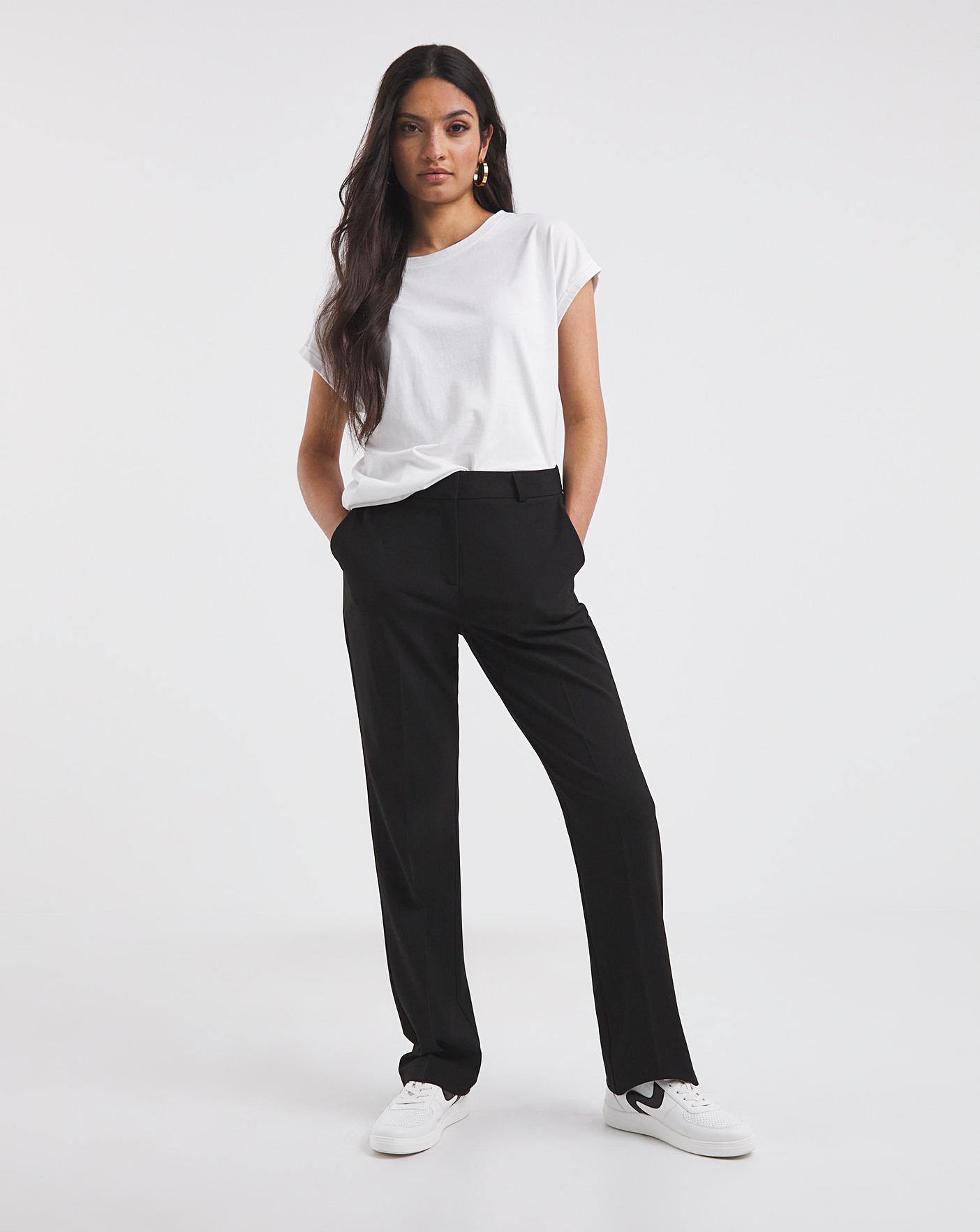 Tailored Straight Leg Black Trousers | J D Williams