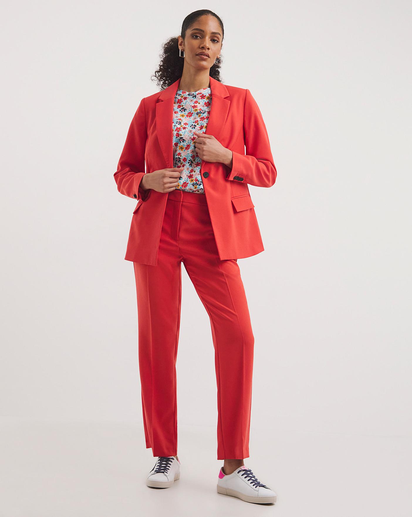 Sosandar Blazers & Trouser Suits | Womens Red High Waisted Wide Leg Trousers  • Doniatouglo