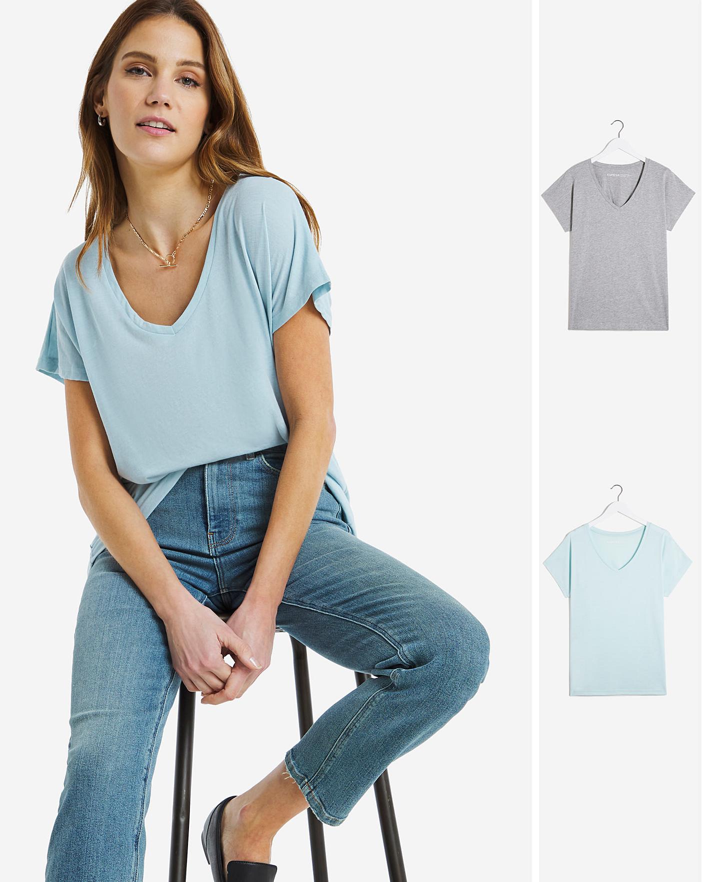 Pack Slouchy V-Neck T Shirts | Premier Man