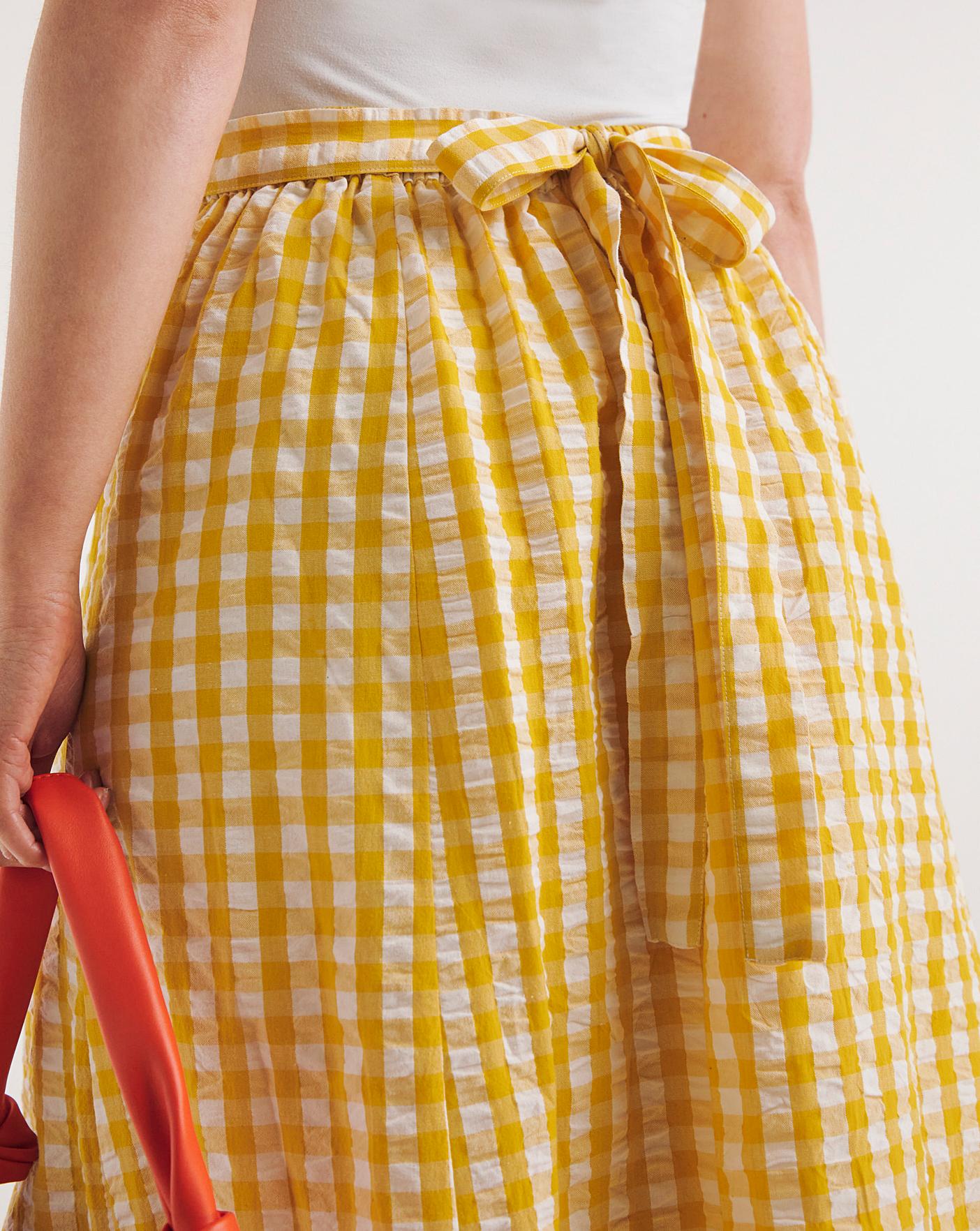 Gingham skirt yellow best sale