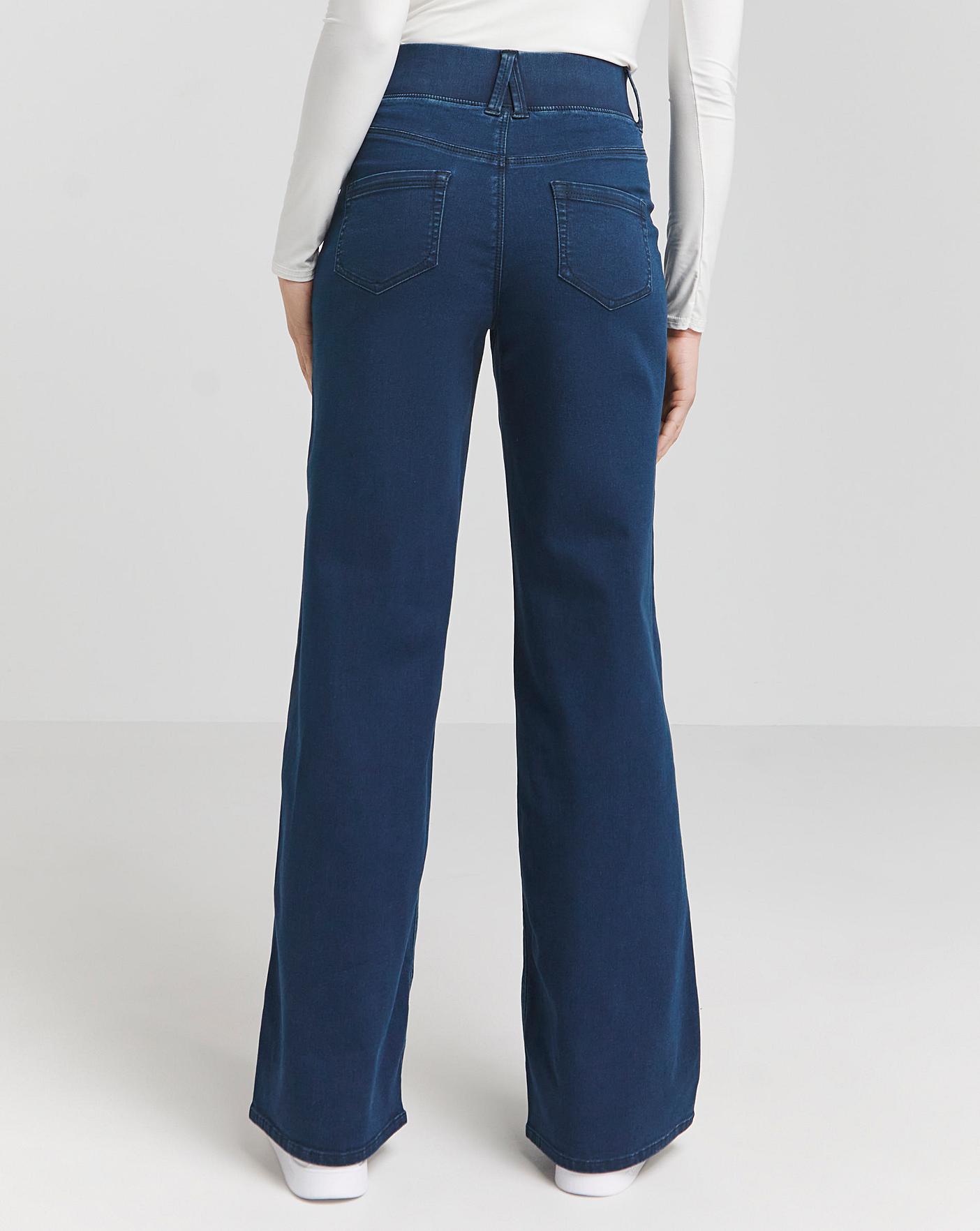 Dark Blue Wide Leg Pull On Jegging | Fashion World