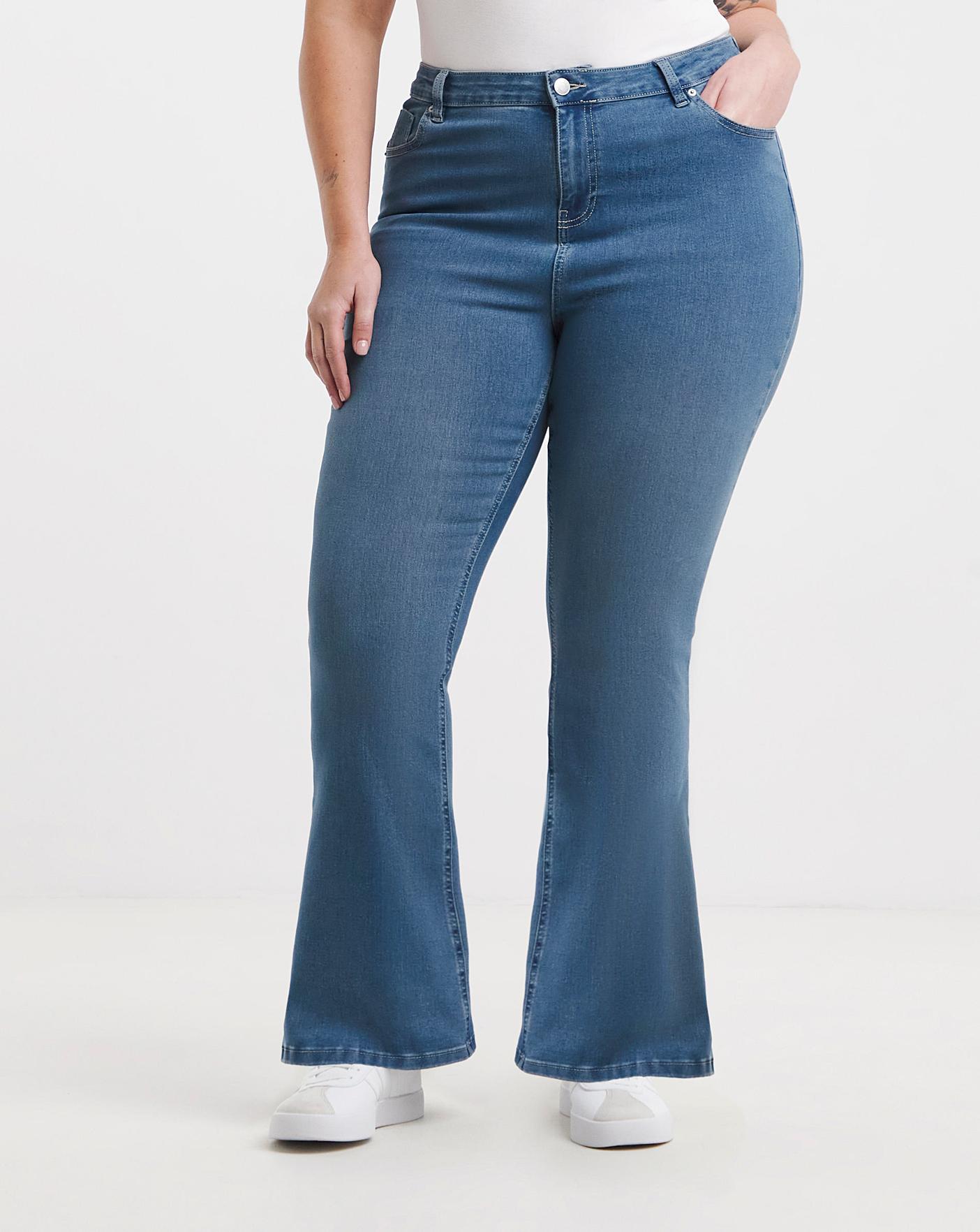 Mid Wash Flared Highwaist Super Stretch | Simply Be